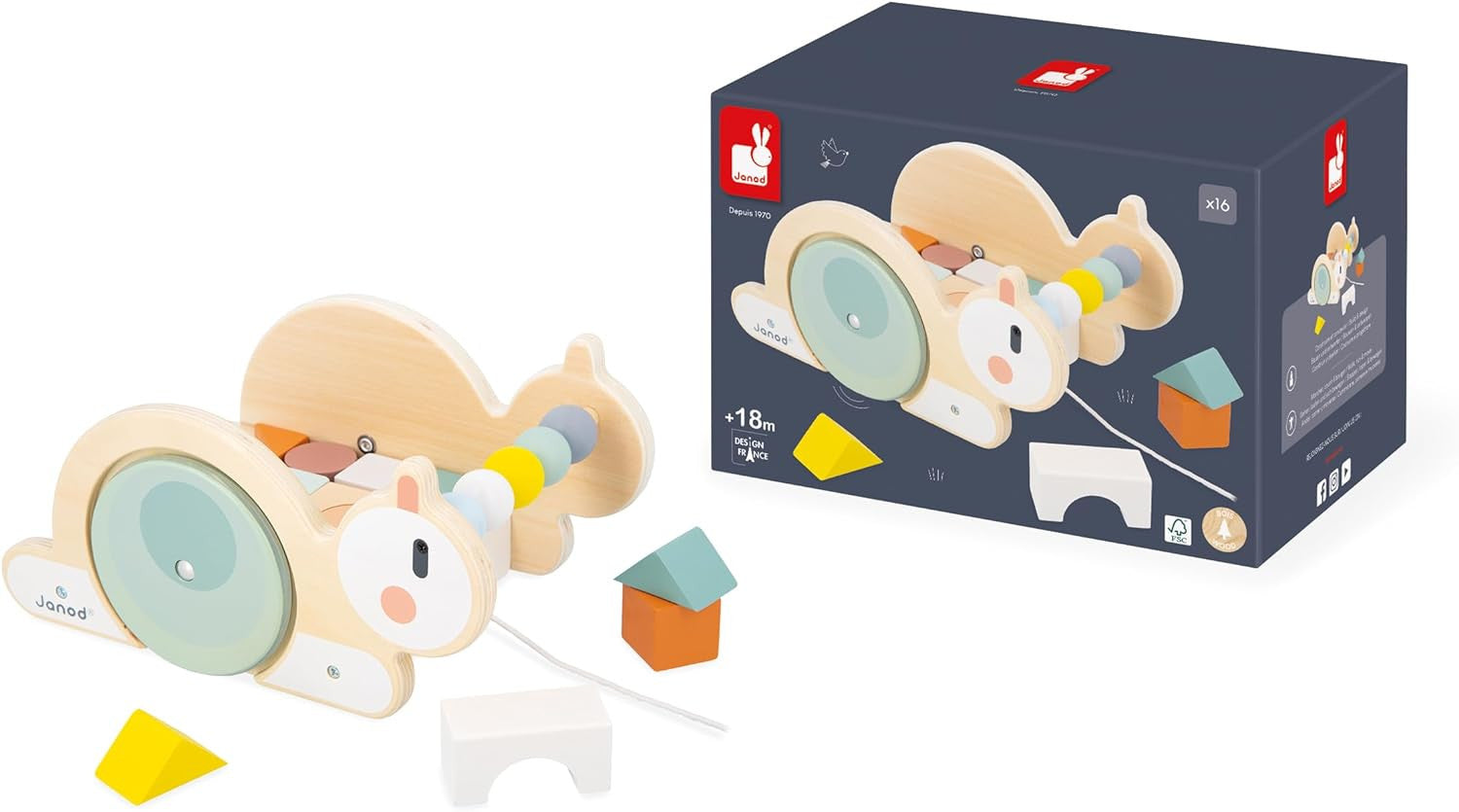 Juego de construcción Carrito de Cubos de Caracol - Sweet Cocoon - Janod 04054