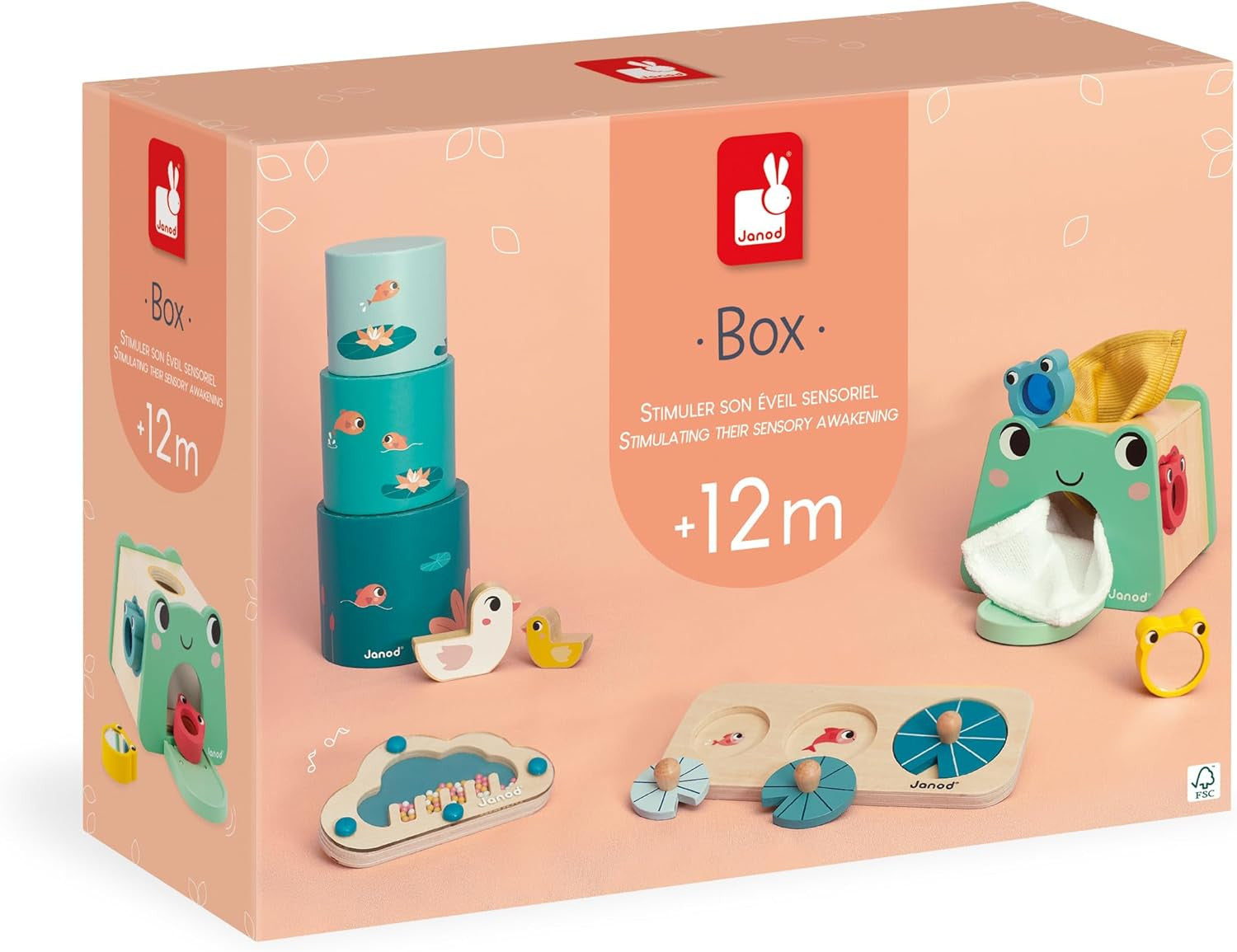 Juego Estimulo Sensorial +12meses - Caja con juegos de estimulo sensorial para niños +12 meses - Janod 04063
