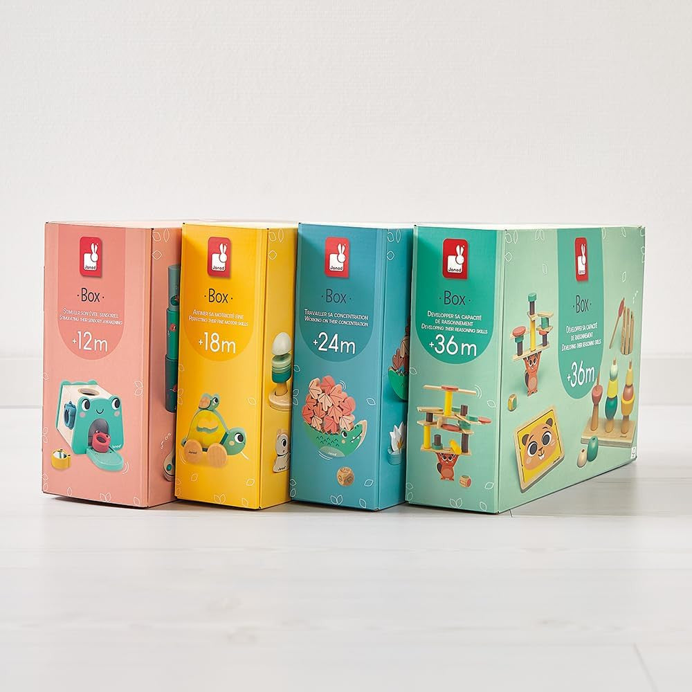Juego Estimulo Sensorial +12meses - Caja con juegos de estimulo sensorial para niños +12 meses - Janod 04063