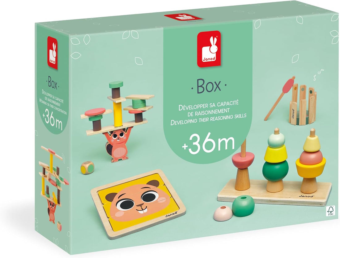 Caja con Juegos para desarrollar las Habilidades de Razonamiento niños + 36 meses - Janod 04066