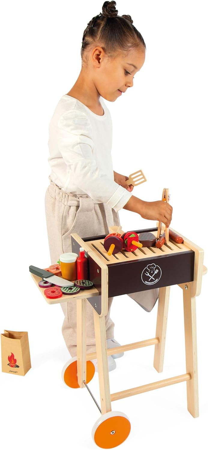 Juego de Imitación Barbacoa de Madera con 57 accesorios - Parrilla de Madera - Janod 06619