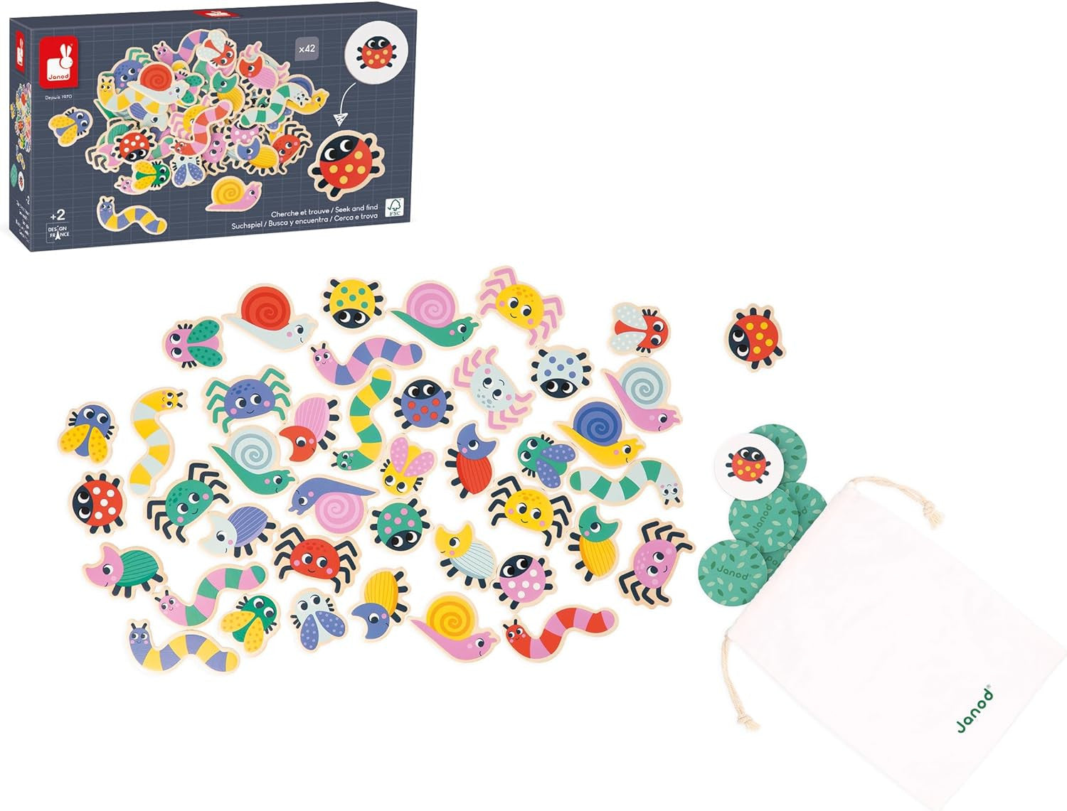 Juego Pedagógico Buscar y Encontrar Formas y Colores - El Jardín - Janod 05091