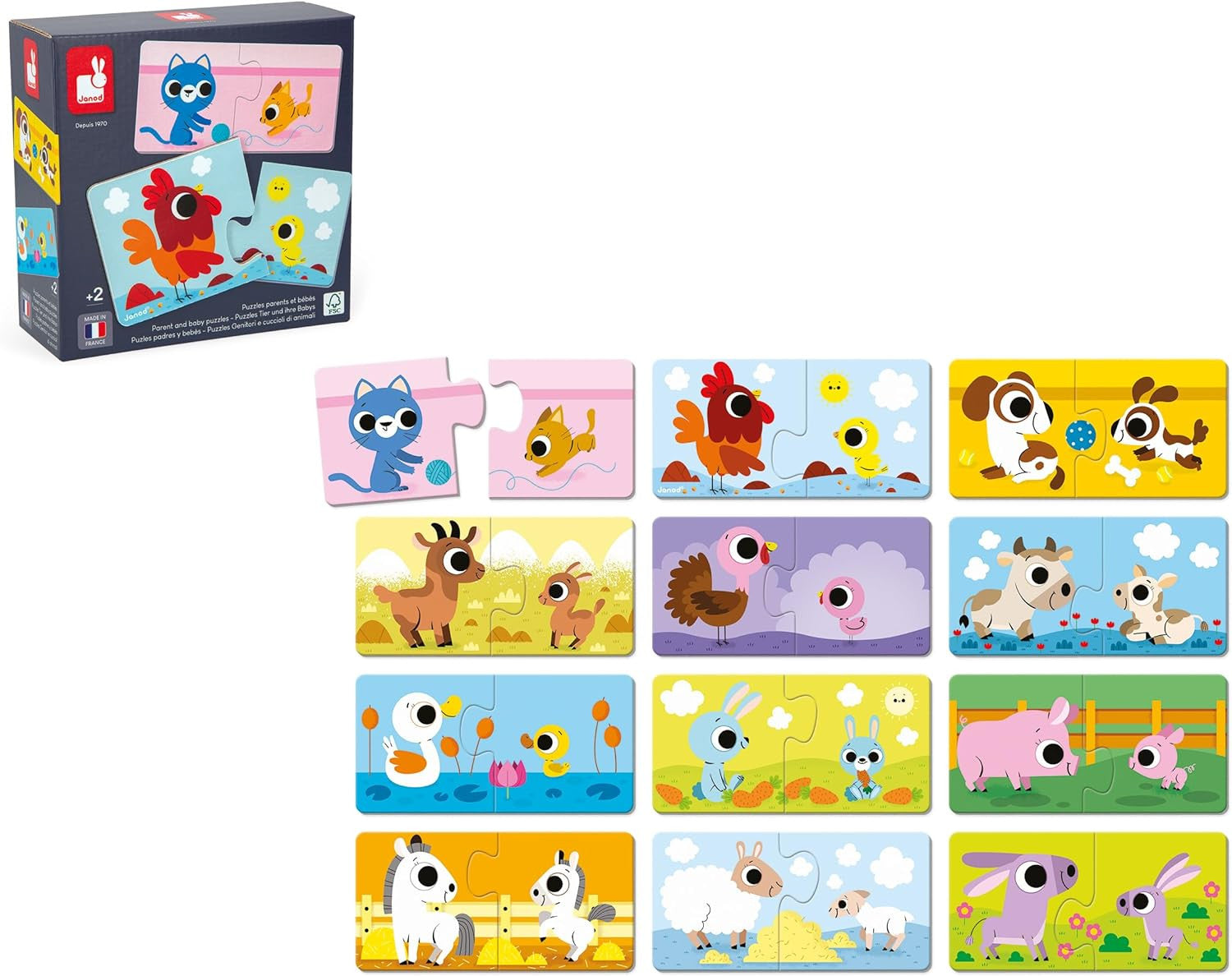 Juego se Asociación Rompecabezas de Padres y Animales de Bebés - Janod 02637