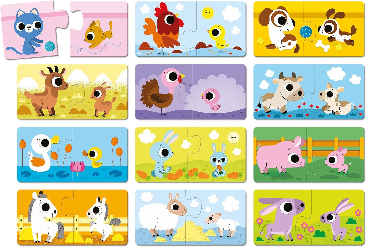 Juego se Asociación Rompecabezas de Padres y Animales de Bebés - Janod 02637