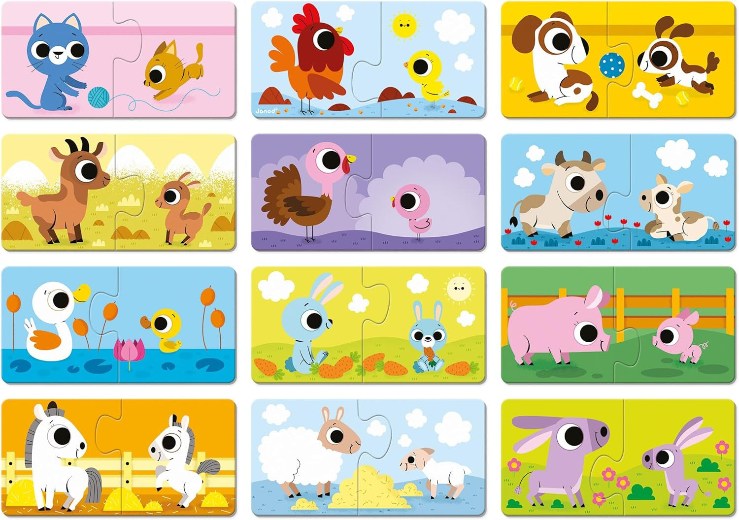 Juego se Asociación Rompecabezas de Padres y Animales de Bebés - Janod 02637