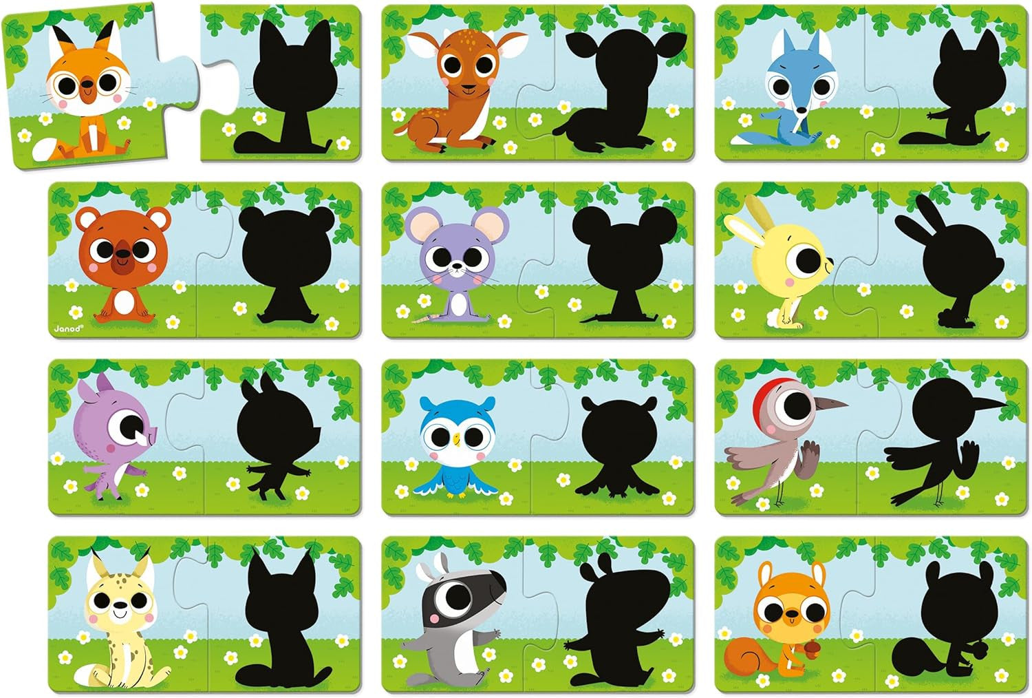 Juego de Asociación Puzles Los Animales y sus Sombras - Janod 02701