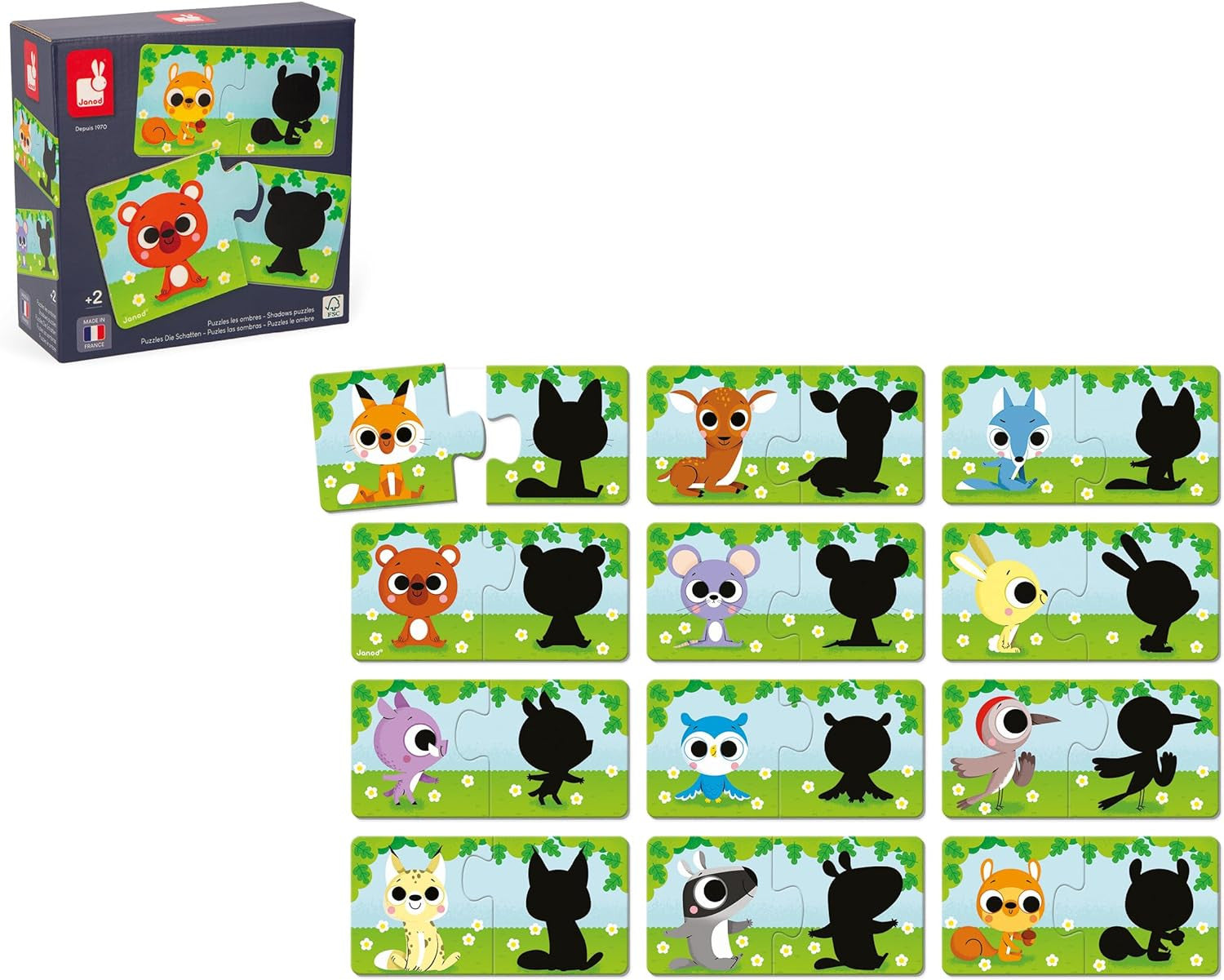 Juego de Asociación Puzles Los Animales y sus Sombras - Janod 02701