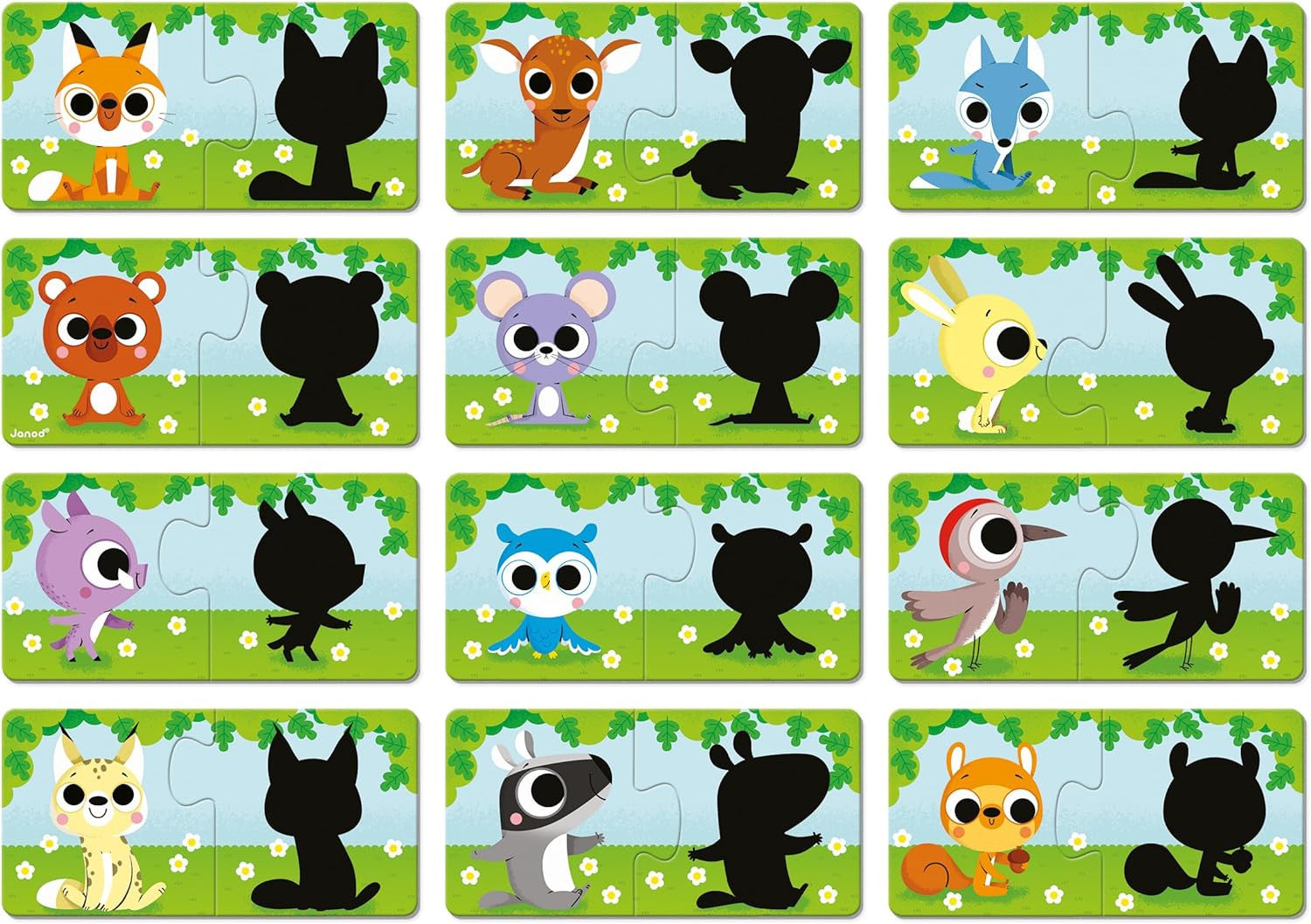 Juego de Asociación Puzles Los Animales y sus Sombras - Janod 02701