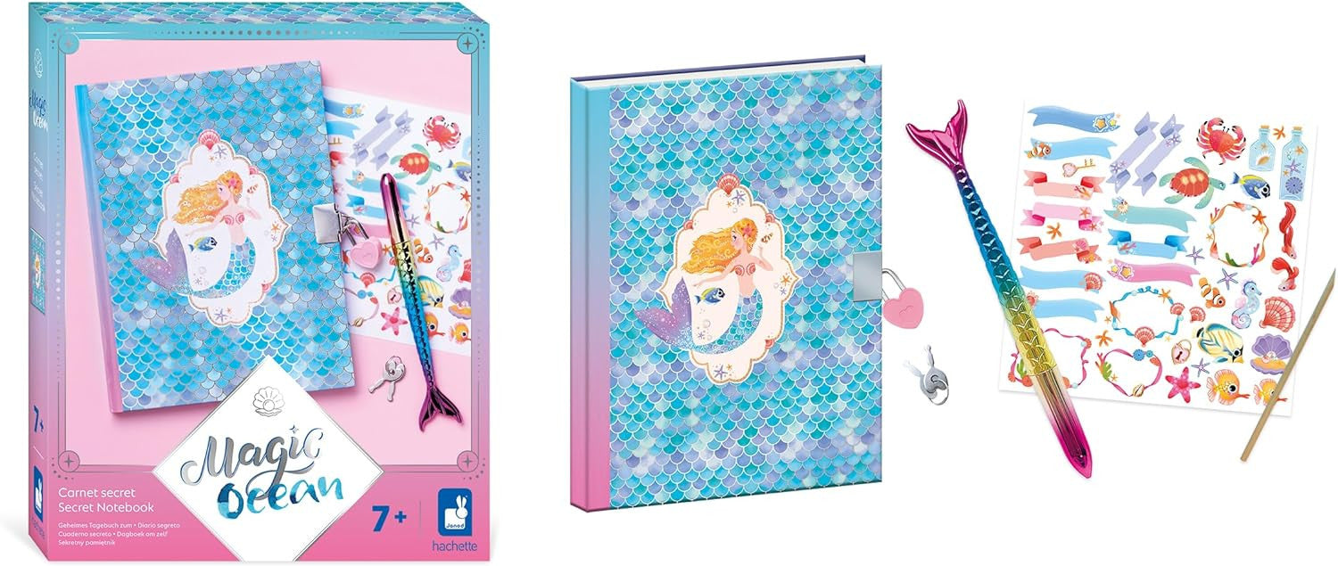 Juego de Manualidades y Decoración - Cuaderno Diario Secreto Magic Ocean - Janod 09109
