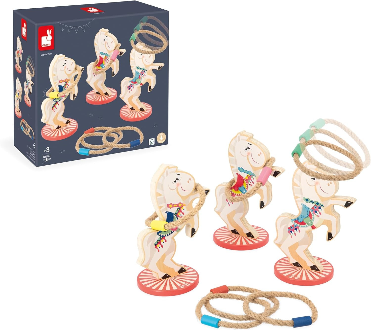 Juego de Habilidad Lanzamiento de Anillas de Caballos Applepop - Janod 03366