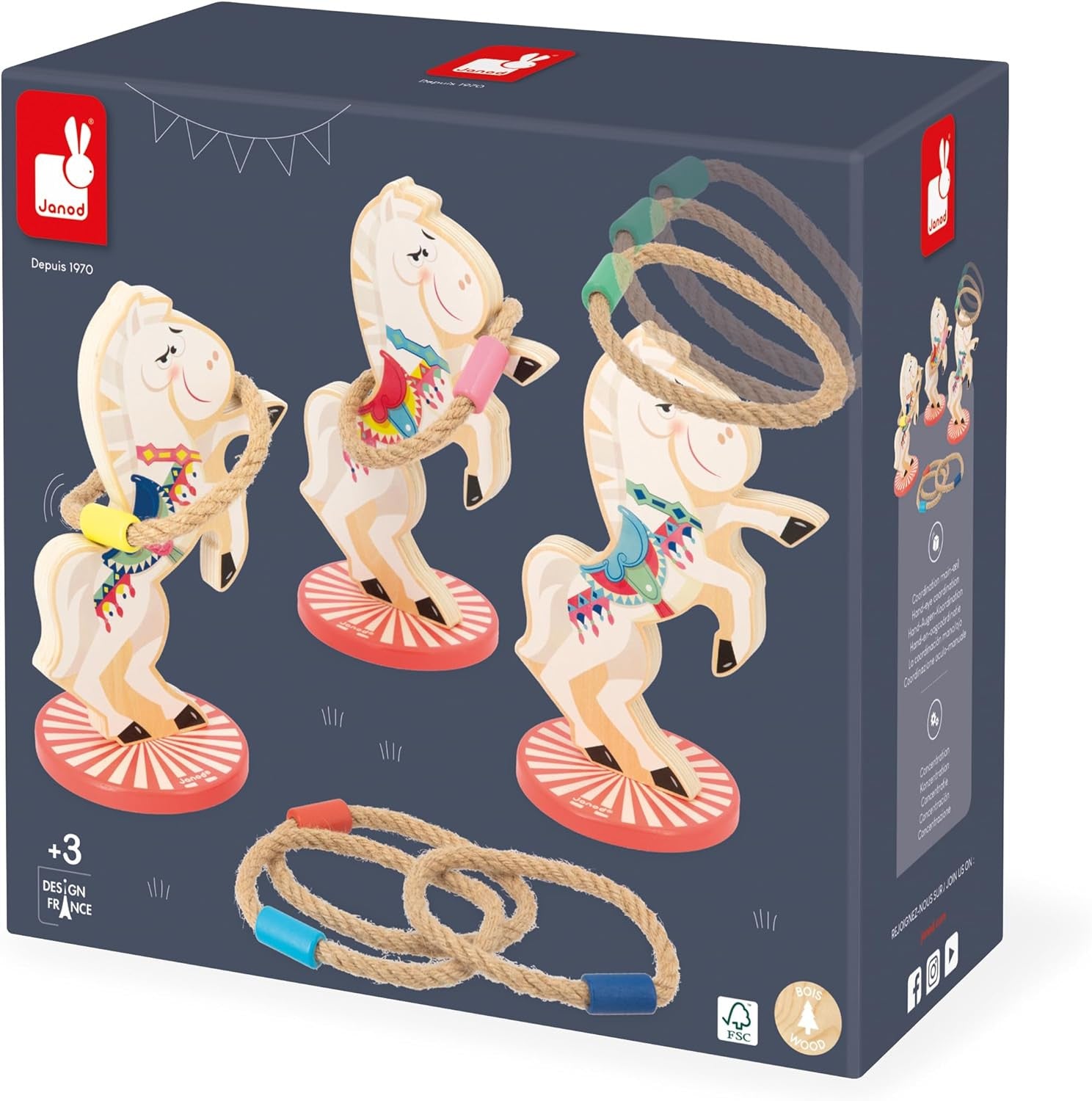 Juego de Habilidad Lanzamiento de Anillas de Caballos Applepop - Janod 03366