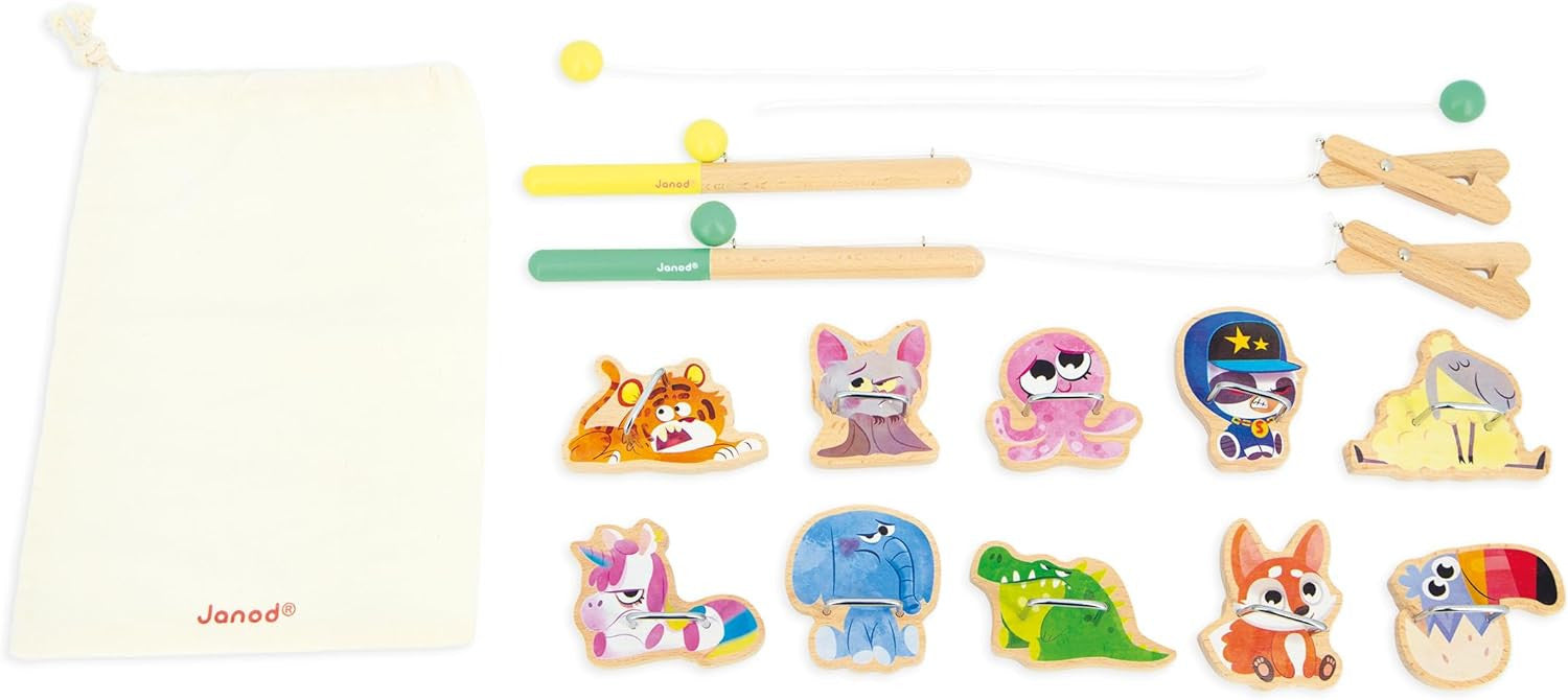 Juego de Habilidad Atrapa animales con pinzas - Alicates de Línea Applepop - Janod 03352