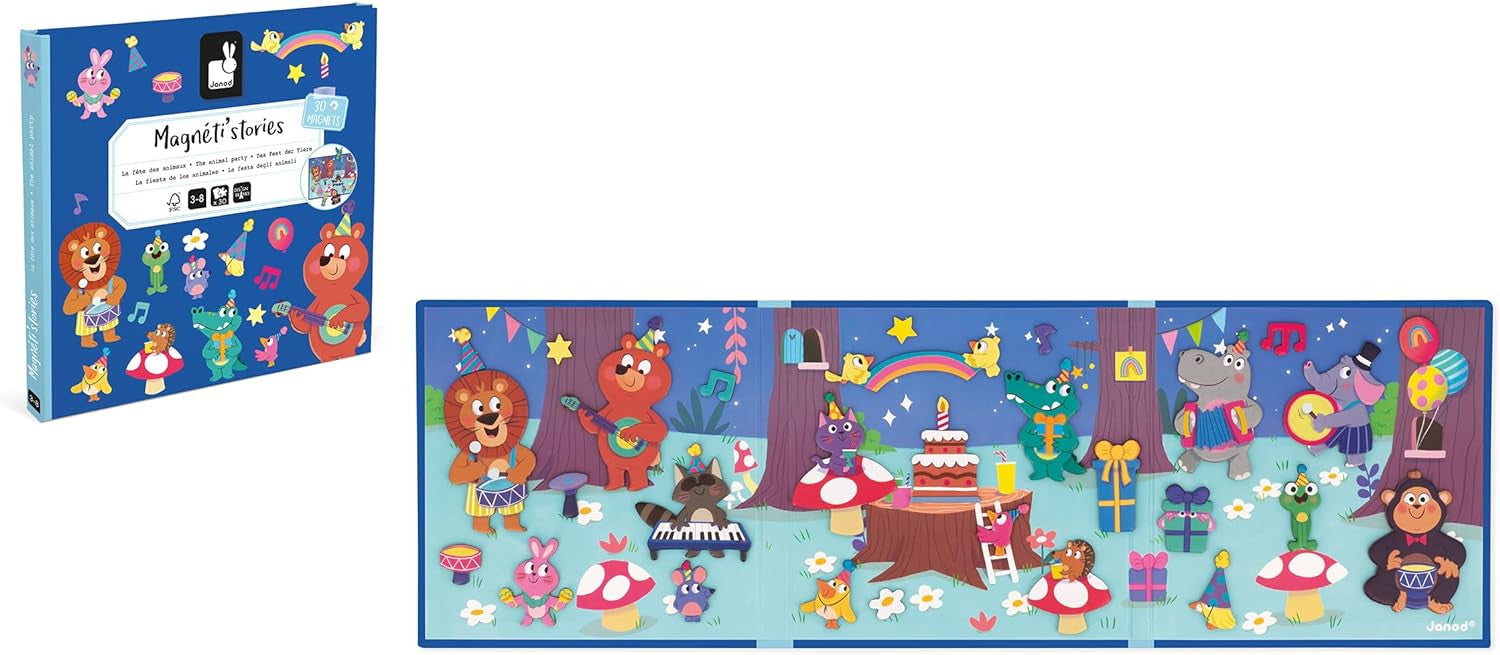 Juego Educativo Magnético 30 Imánes Magneti´Stories La Fiesta de los Animales - Janod 05455