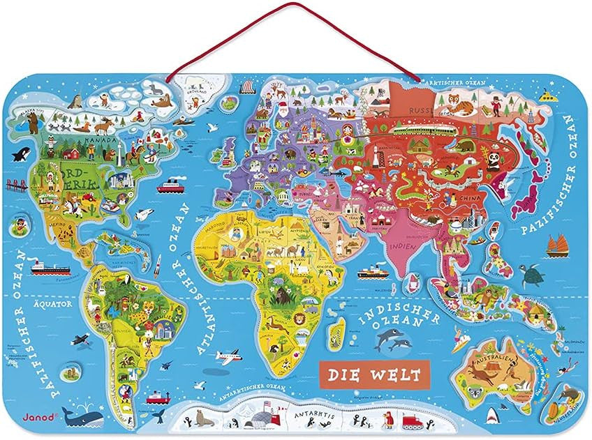 Puzle Magnético Atlas Mundial en Alemán 92 Piezas - Janod 05490
