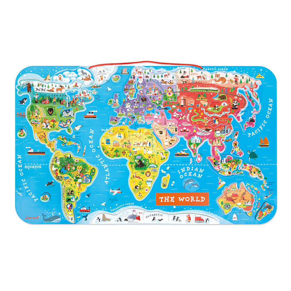 Puzle Magnético Atlas Mundial en Inglés 92 Piezas - Janod 05504