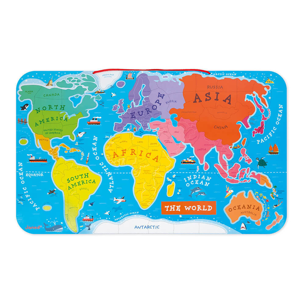 Puzle Magnético Atlas Mundial en Inglés 92 Piezas - Janod 05504