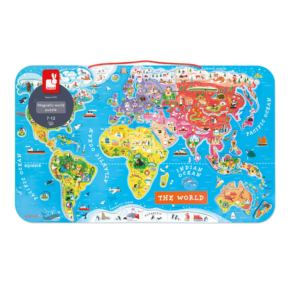 Puzle Magnético Atlas Mundial en Inglés 92 Piezas - Janod 05504