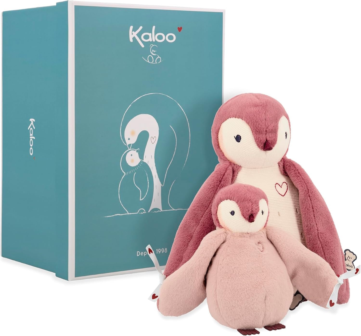 Peluches pinguinos rosa de felpa - padre y cria - kaloo k212004