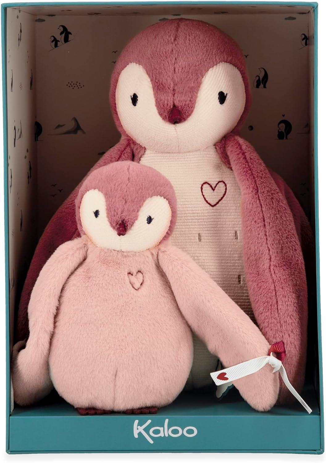Peluches pinguinos rosa de felpa - padre y cria - kaloo k212004