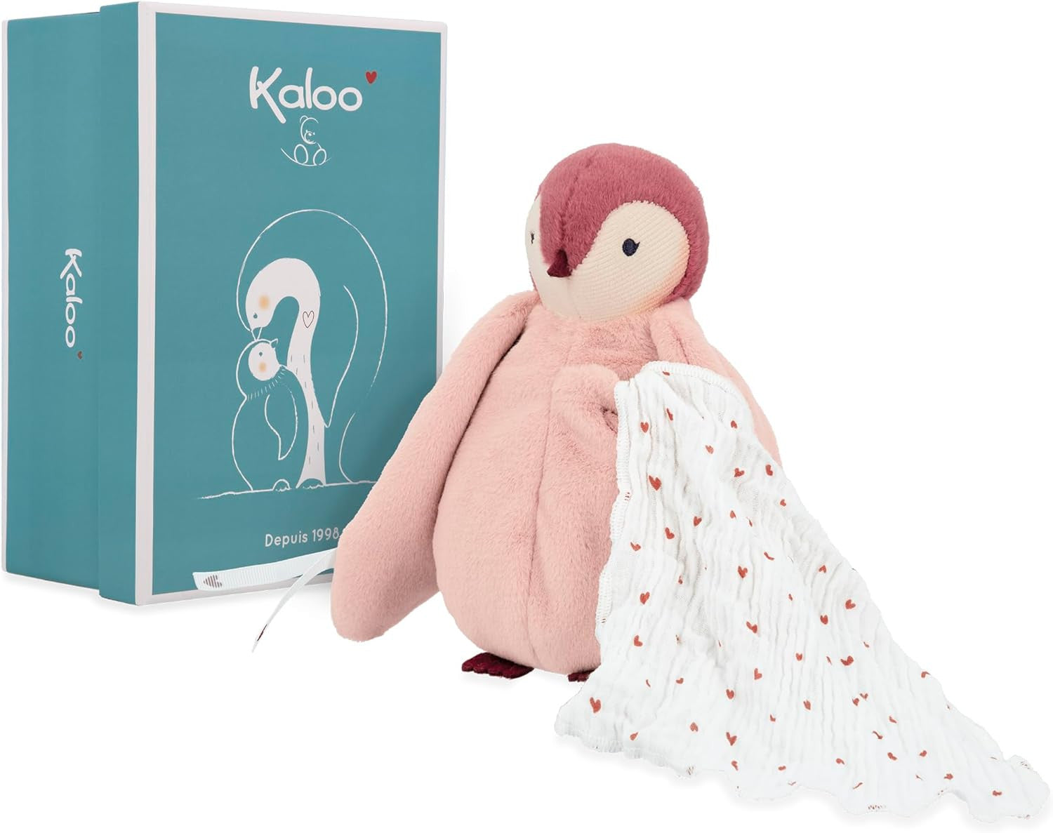 Pinguino Rosa de felpa con Pañuelo de Muselina - Kaloo K212006