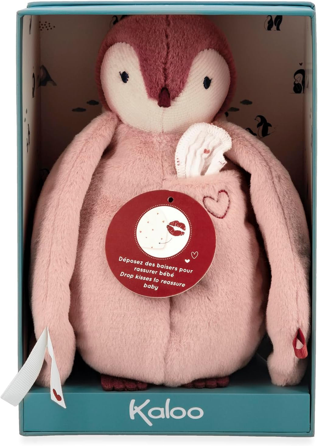 Pinguino Rosa de felpa con Pañuelo de Muselina - Kaloo K212006