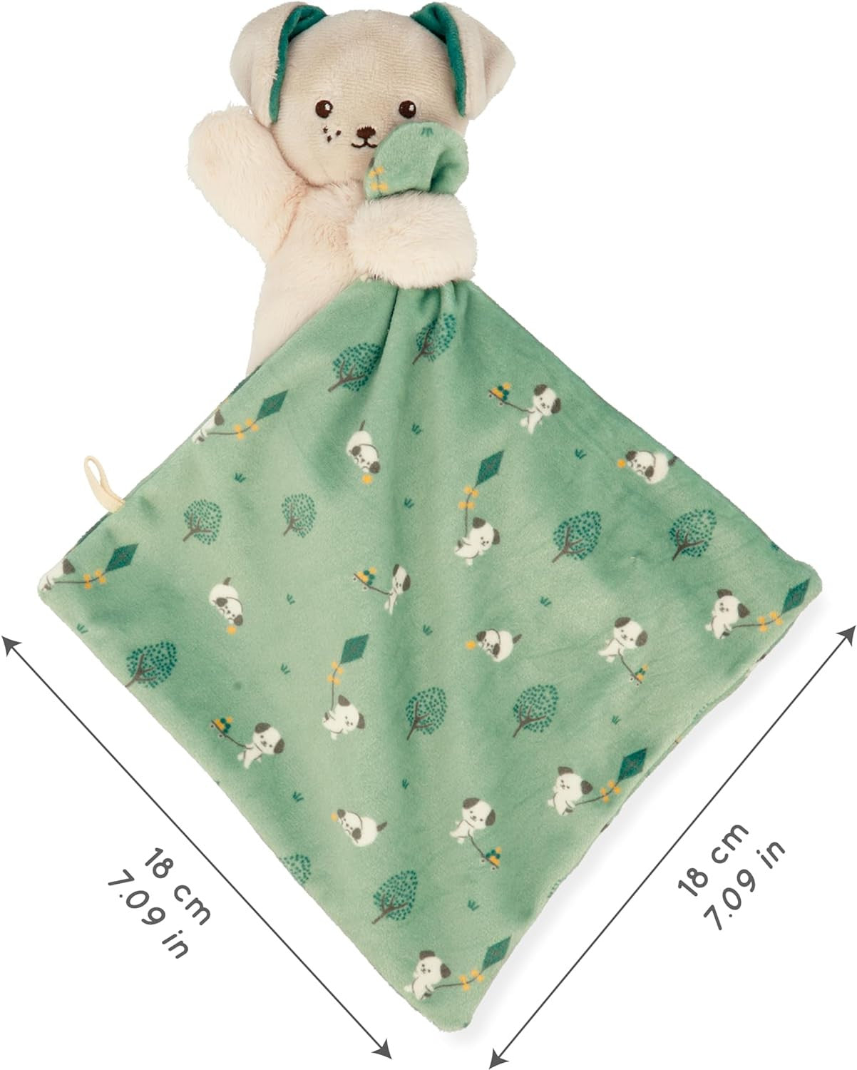 Doudou Perro Verde - Peluche Perro Verde con mantita 18 x 18 cm - Kaloo 226001