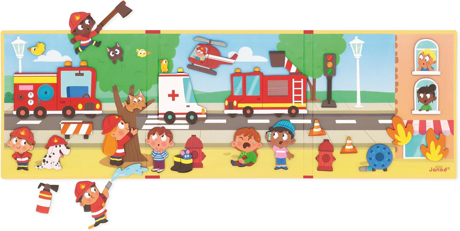 Juego Educativo Magnético 30 imanes Magnéti´Stories Los Bomberos - Janod 05453