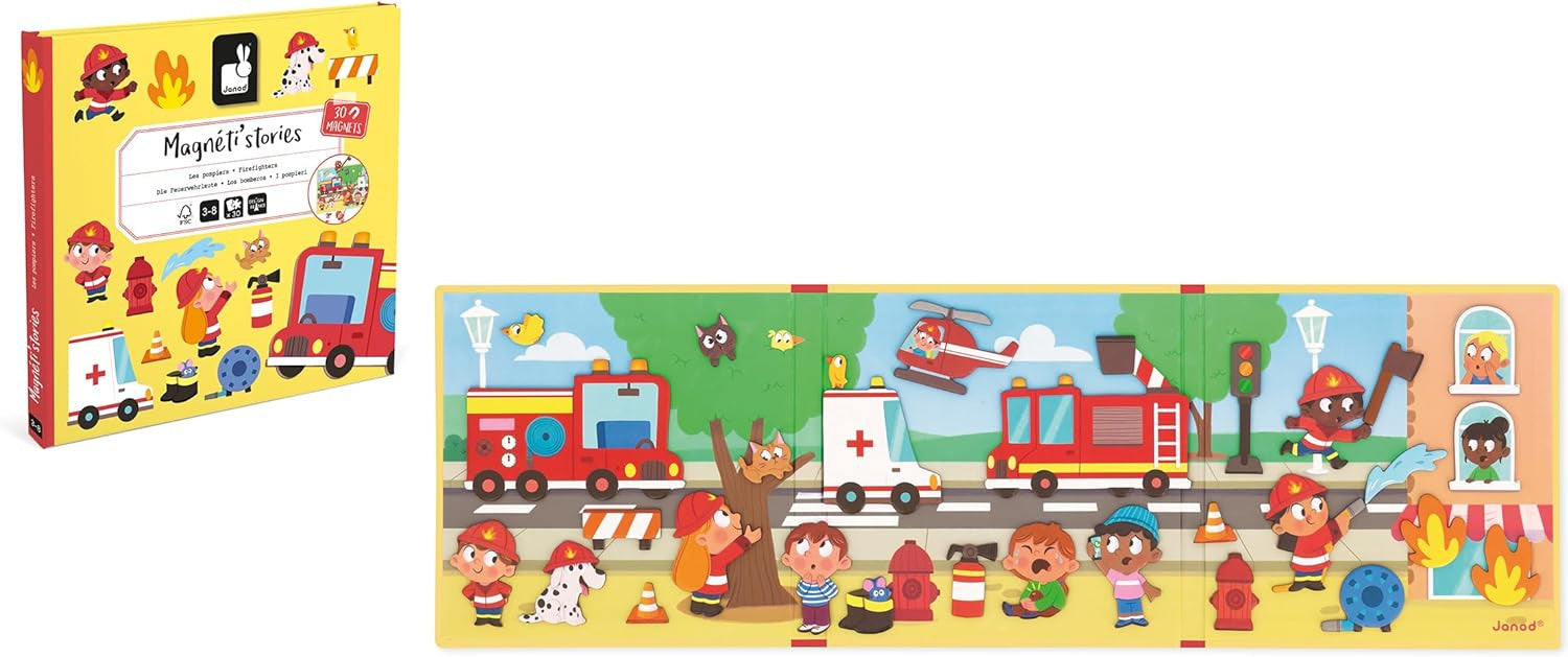 Juego Educativo Magnético 30 imanes Magnéti´Stories Los Bomberos - Janod 05453