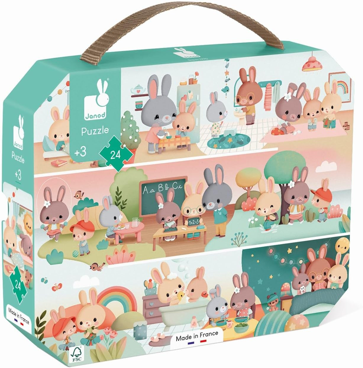 Puzzle Infantil - Un Día 24 Piezas - Juego Educativo de motricidad - Janod 2601