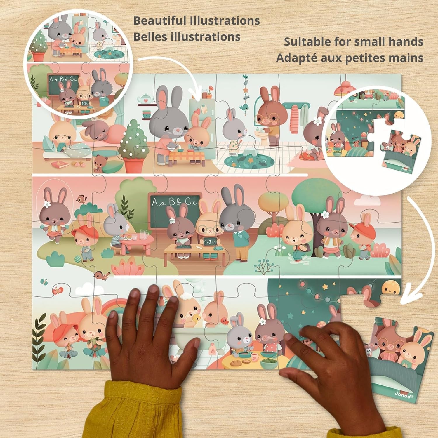 Puzzle Infantil - Un Día 24 Piezas - Juego Educativo de motricidad - Janod 2601