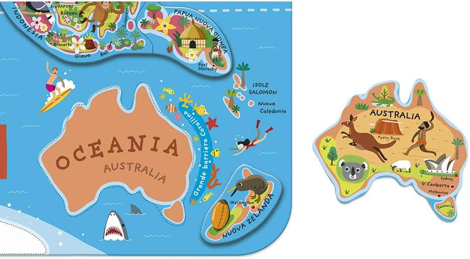 Puzzle Magnético Atlas Mundial en Italiano 92 piezas - Janod 05513