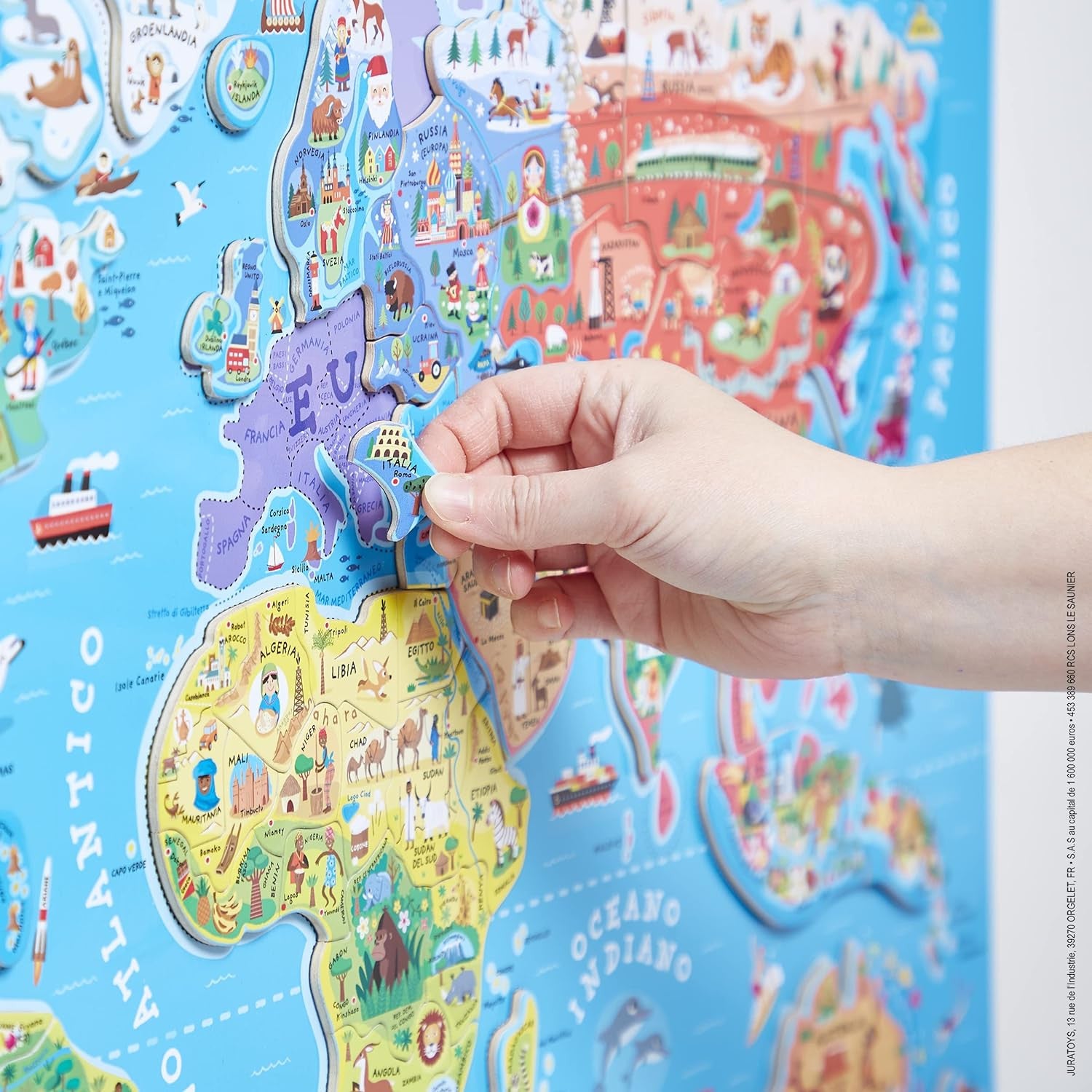 Puzzle Magnético Atlas Mundial en Italiano 92 piezas - Janod 05513