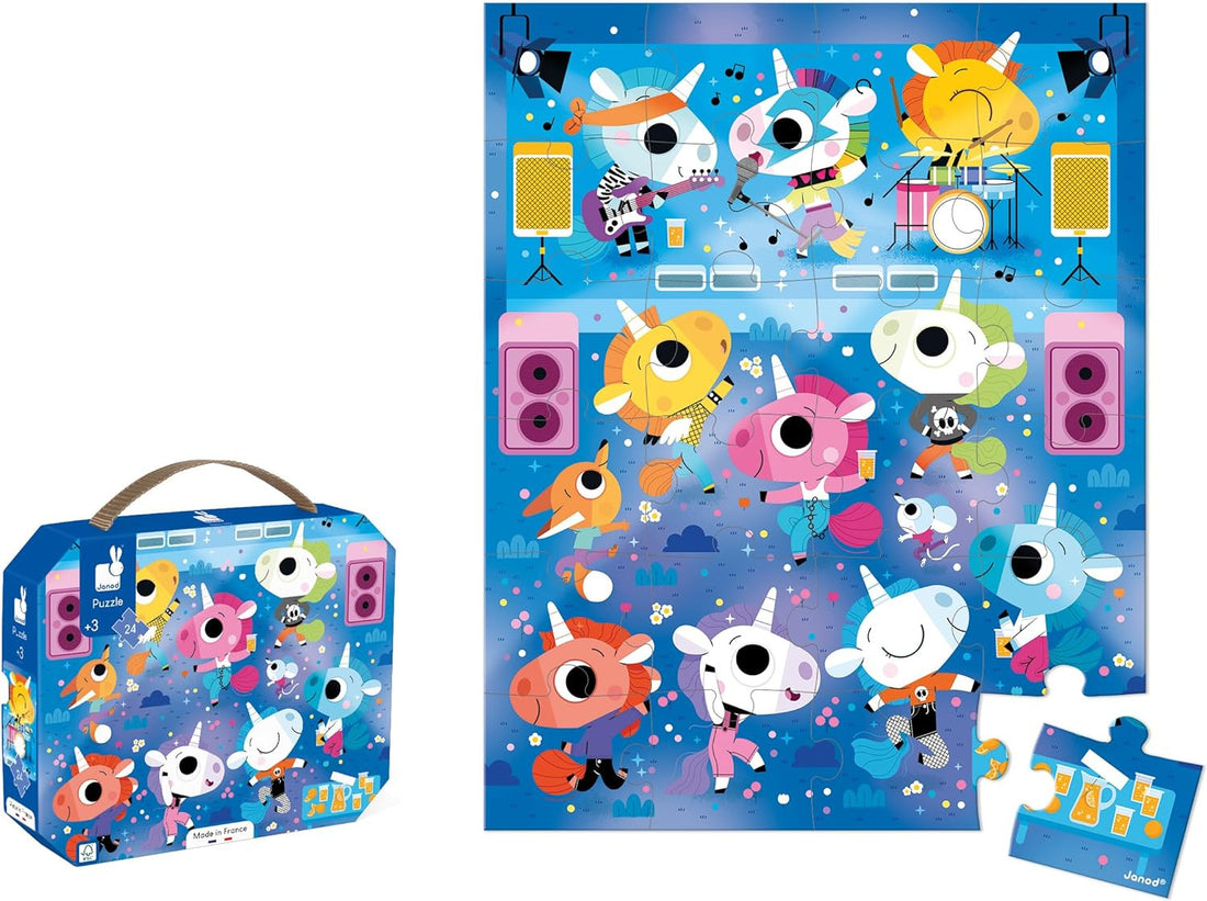 Puzzle Infantil Concierto de Rock Unicornios 24 Piezas - Janod 02544
