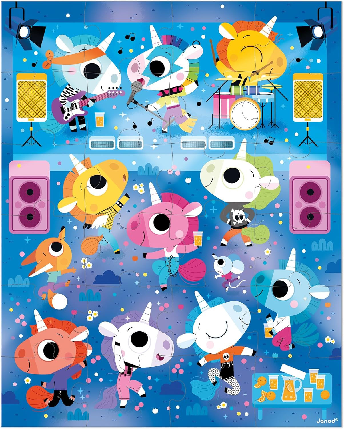 Puzzle Infantil Concierto de Rock Unicornios 24 Piezas - Janod 02544