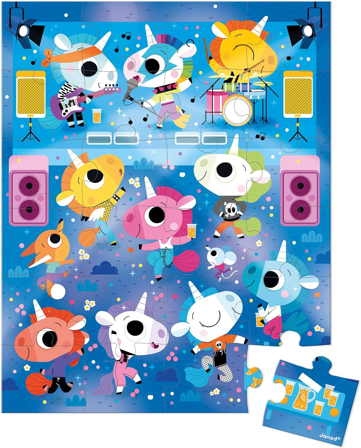 Puzzle Infantil Concierto de Rock Unicornios 24 Piezas - Janod 02544