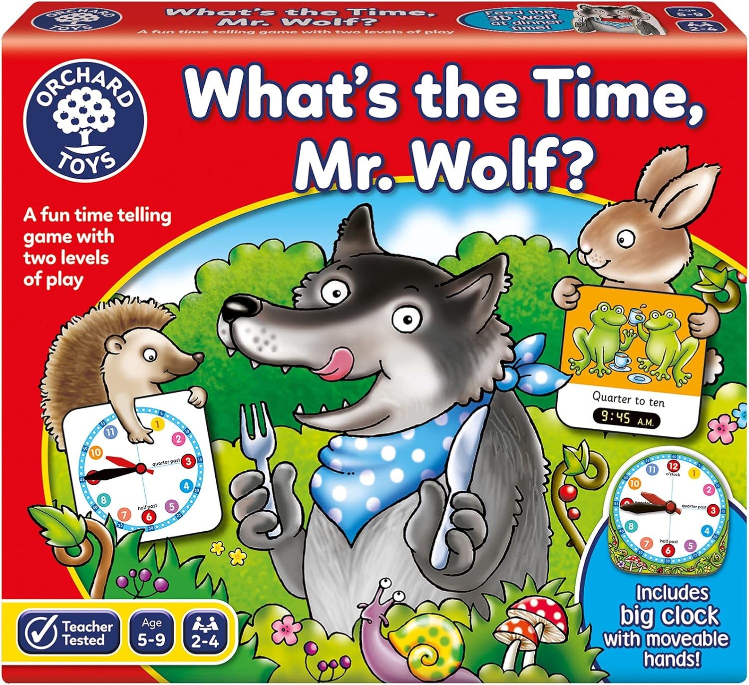 Juego Educativo para Aprender la Hora - Whats´s The Time Mr. Wolf - Orchard Toys