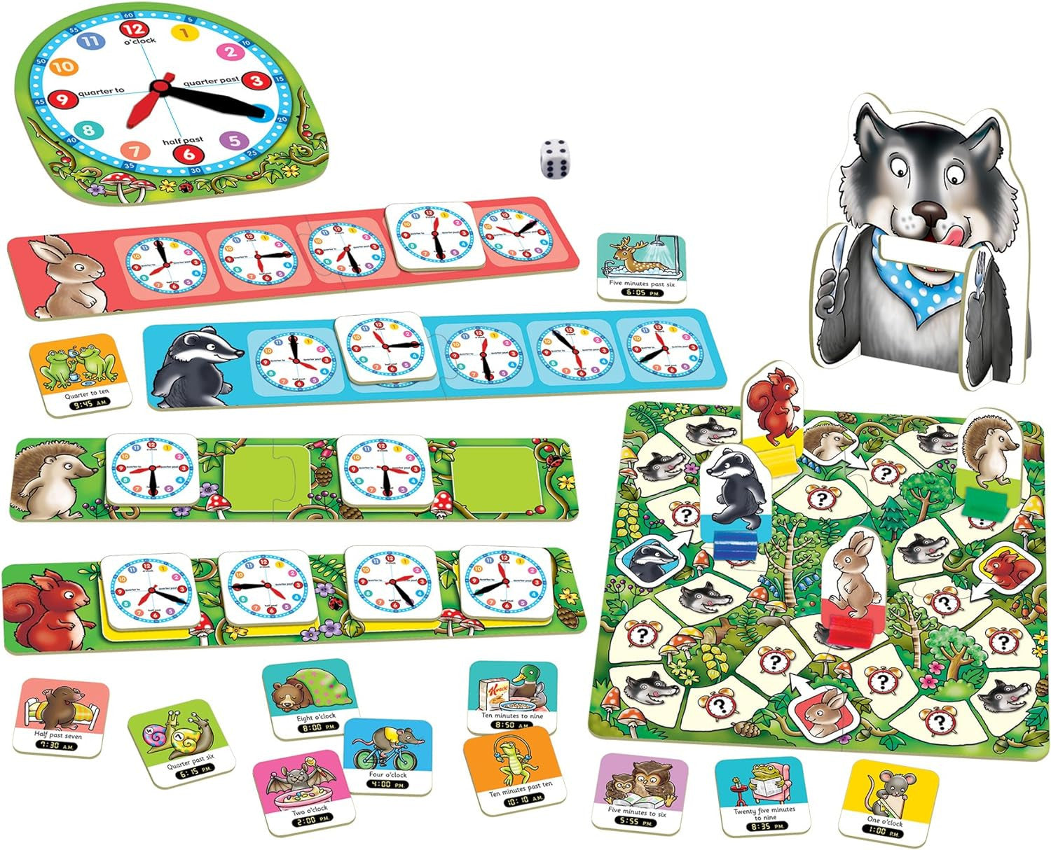 Juego Educativo para Aprender la Hora - Whats´s The Time Mr. Wolf - Orchard Toys