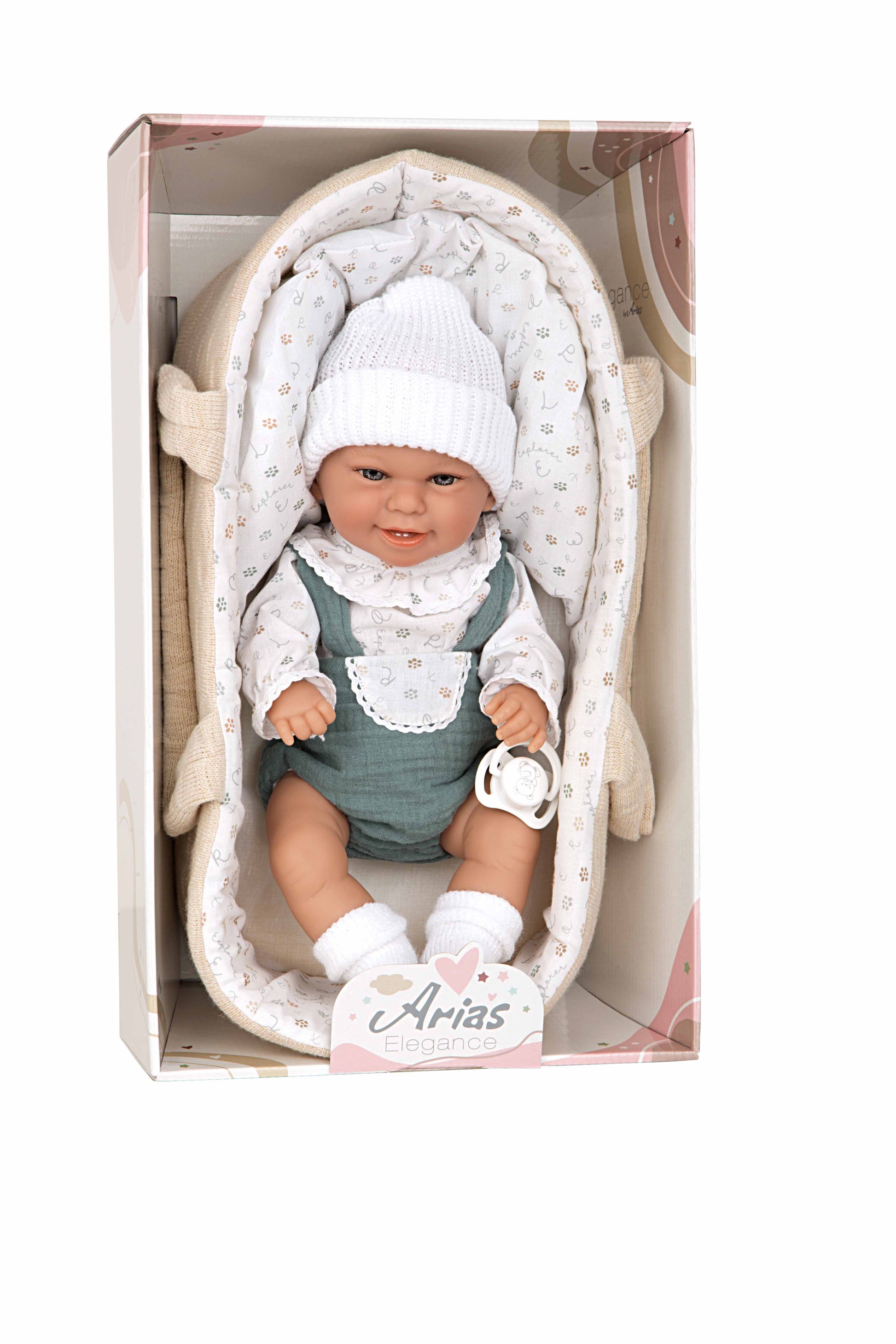 Muñeco Elegance 33 cm Babyto Verde con Capazo - Arias 60730