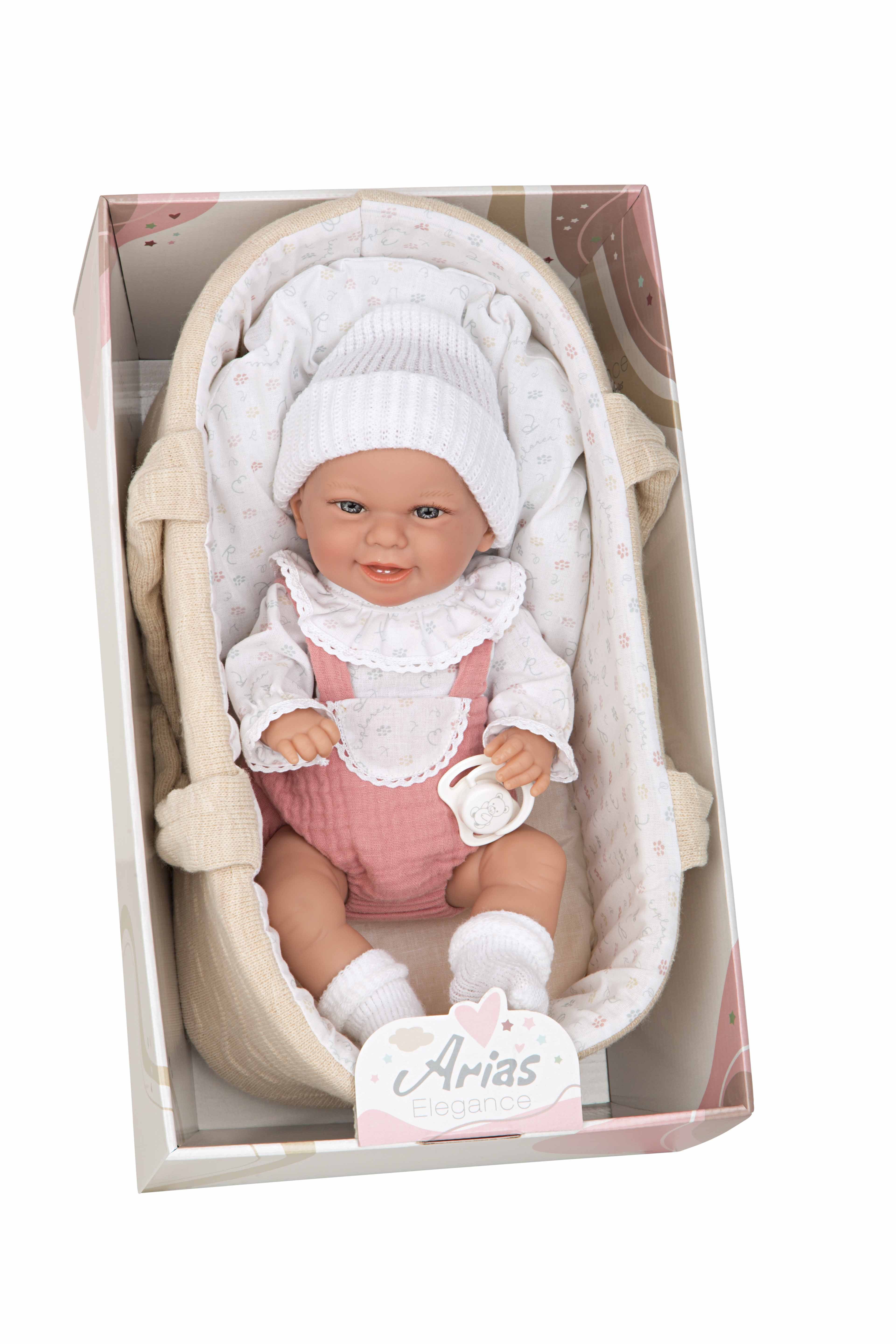 Muñeca elgance 33 cm babyto rosa con capazo - arias 60740
