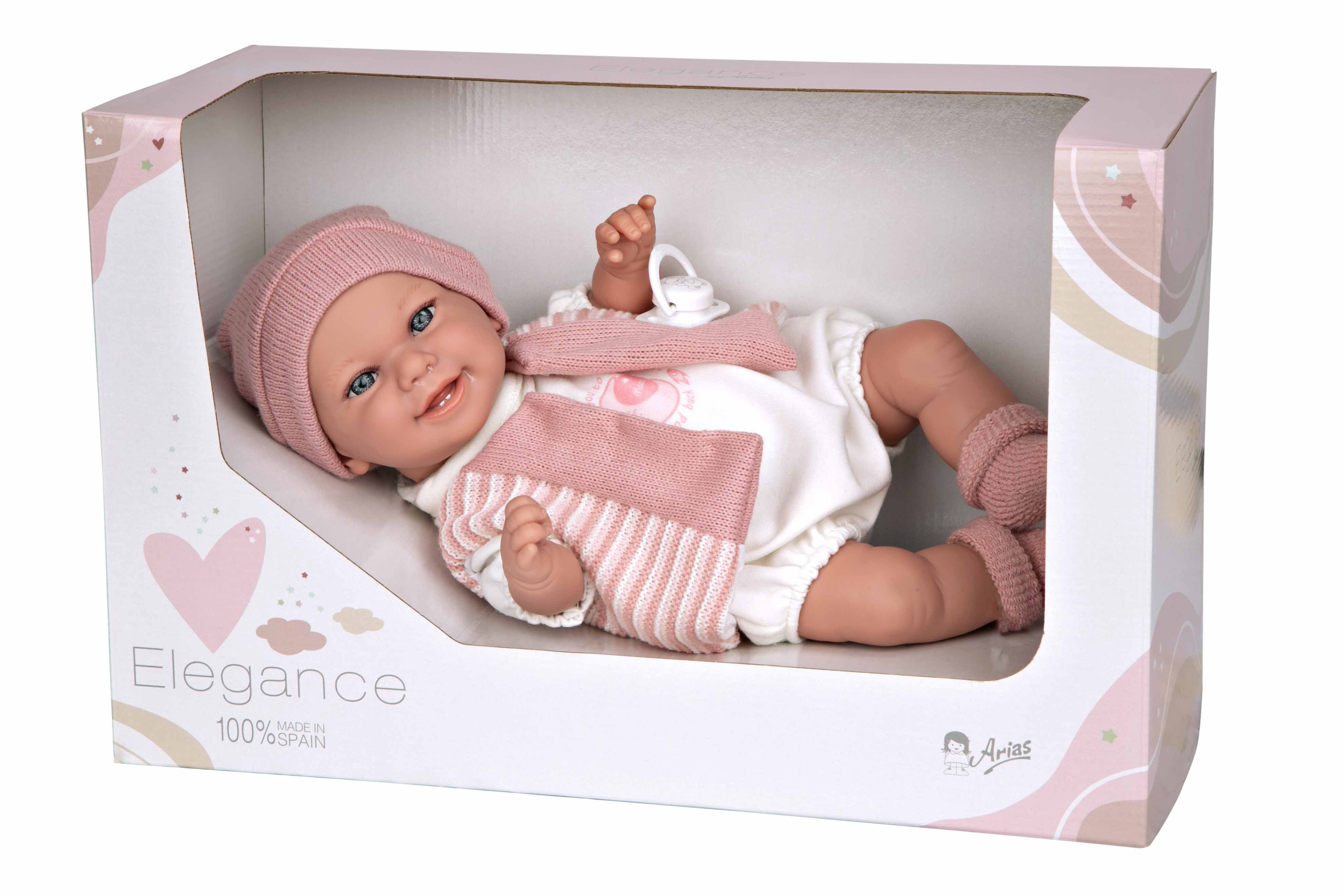 Muñeca Elegance 35 cm Babyto Rosa con Mecanismo Risa Try Me - Arias 60795