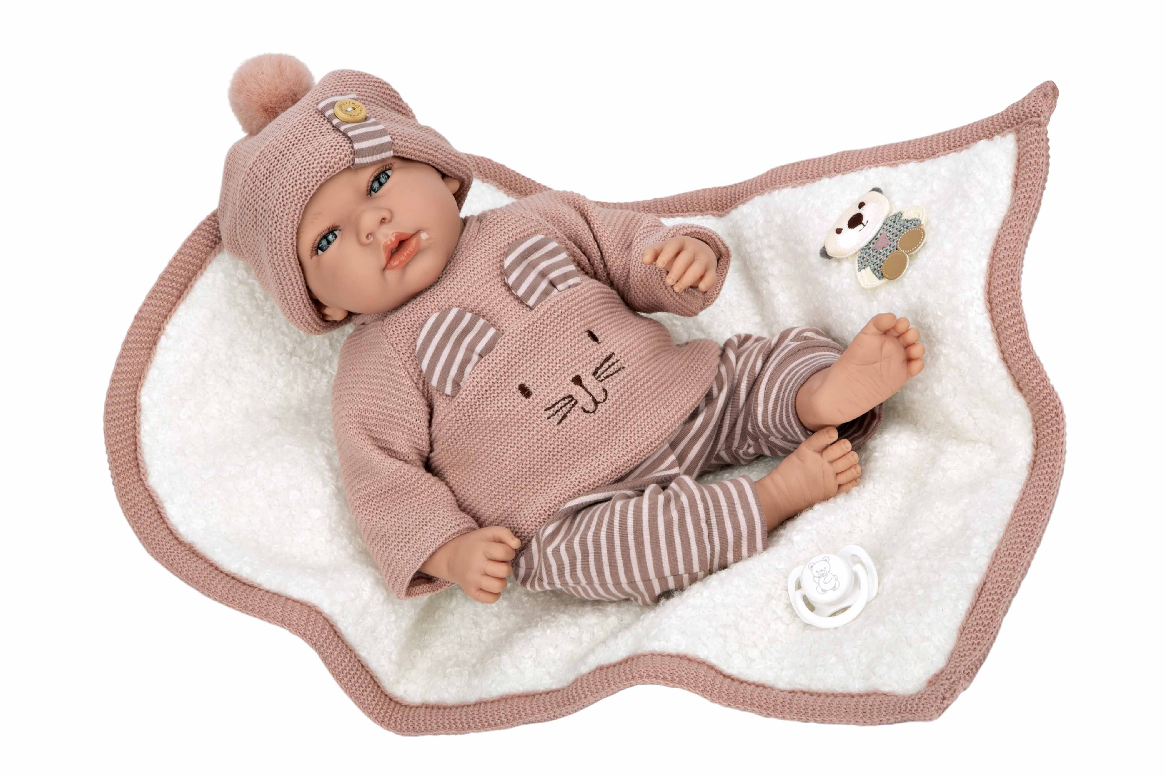 Muñeca Elegance 40 cm Andie Rosa con Manta - Muñeco de Peso - Arias 60802