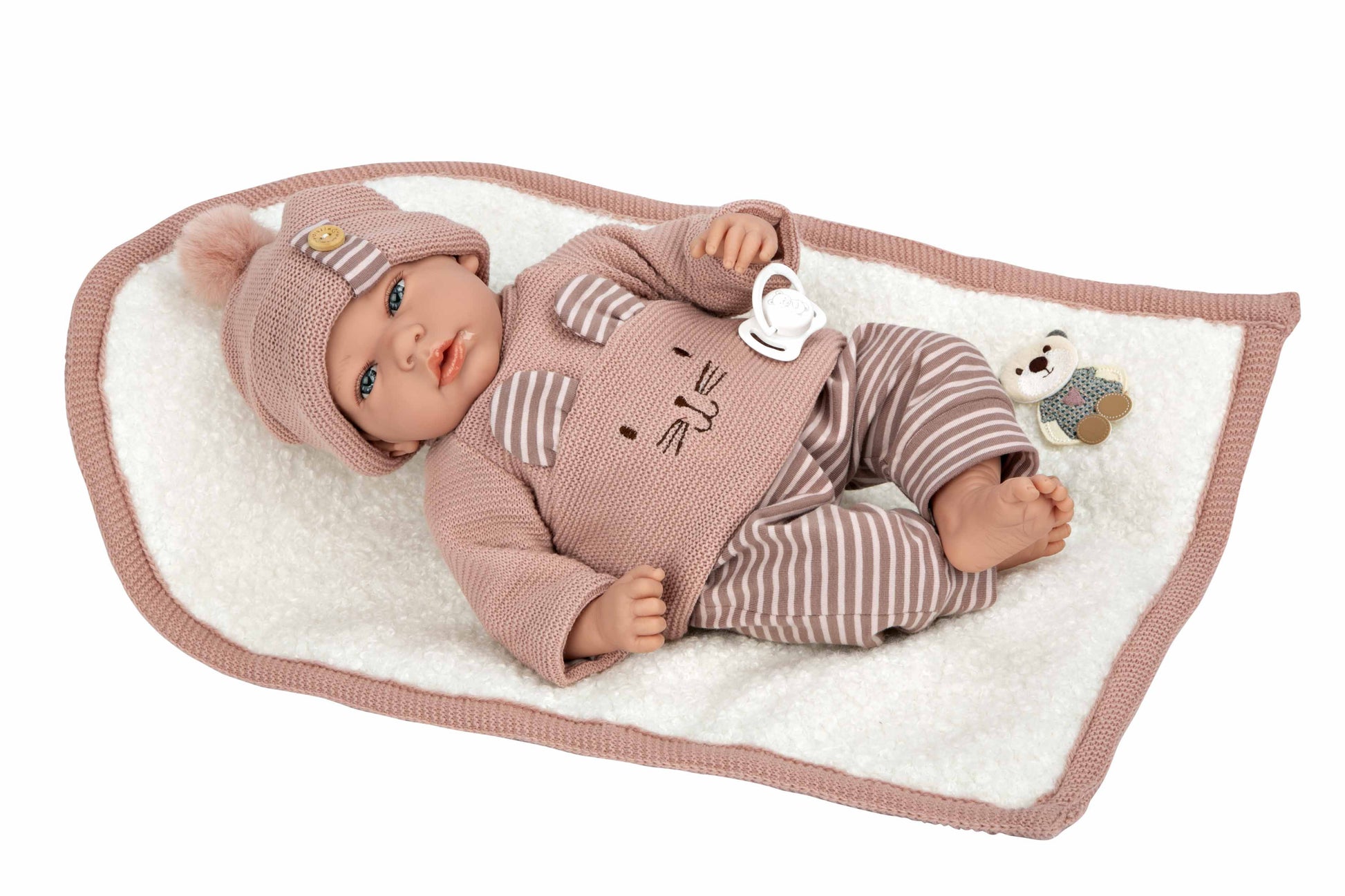 Muñeca Elegance 40 cm Andie Rosa con Manta - Muñeco de Peso - Arias 60802