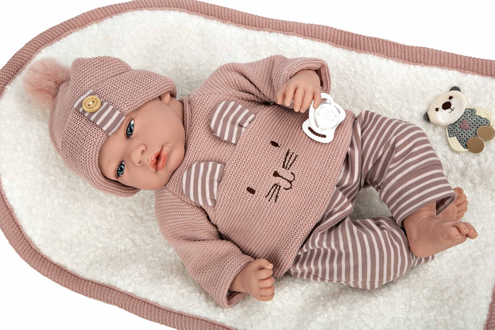 Muñeca Elegance 40 cm Andie Rosa con Manta - Muñeco de Peso - Arias 60802