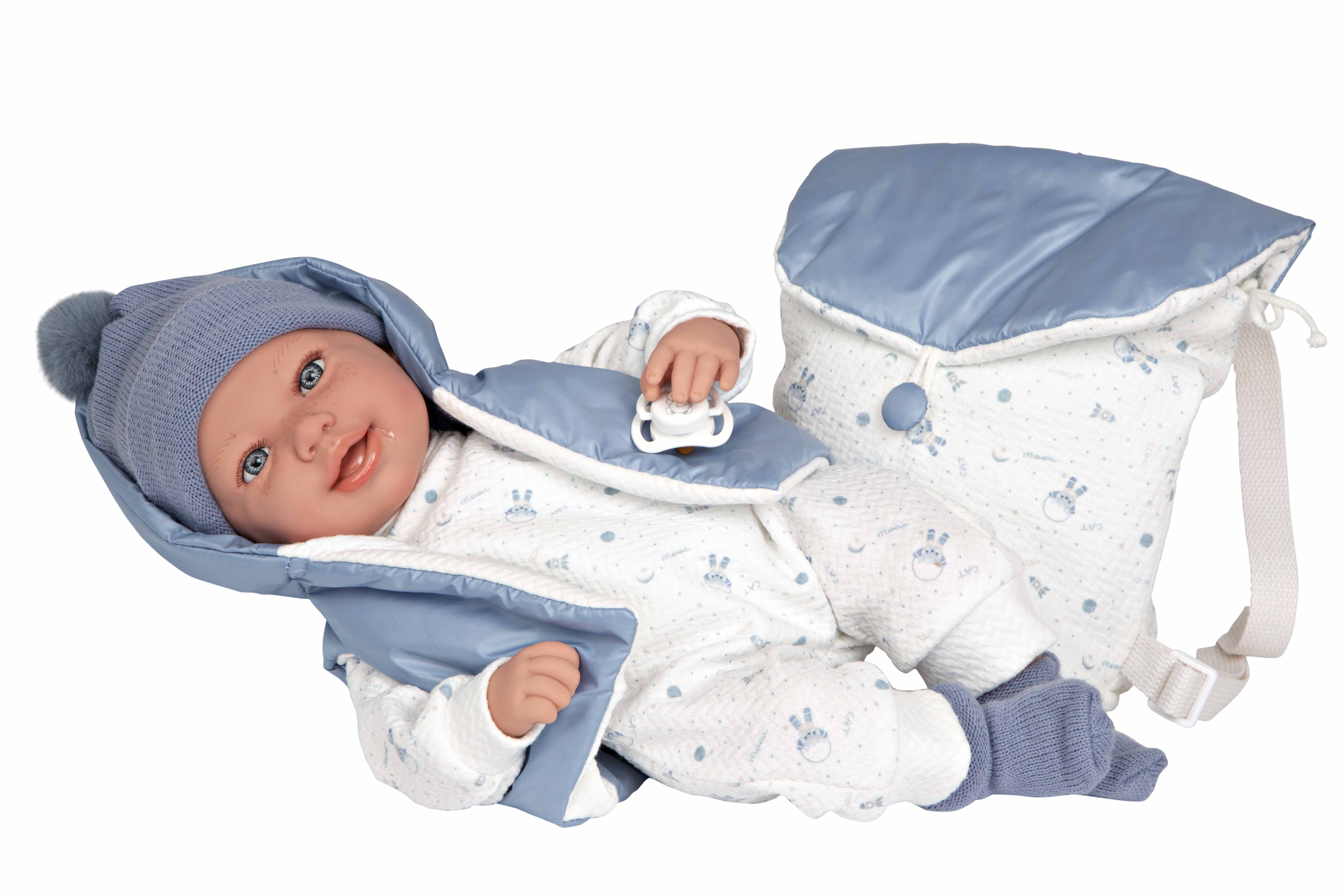 Muñeca con Peso Elegance 45 cm Adi Azul con Mochila - Arias 65377