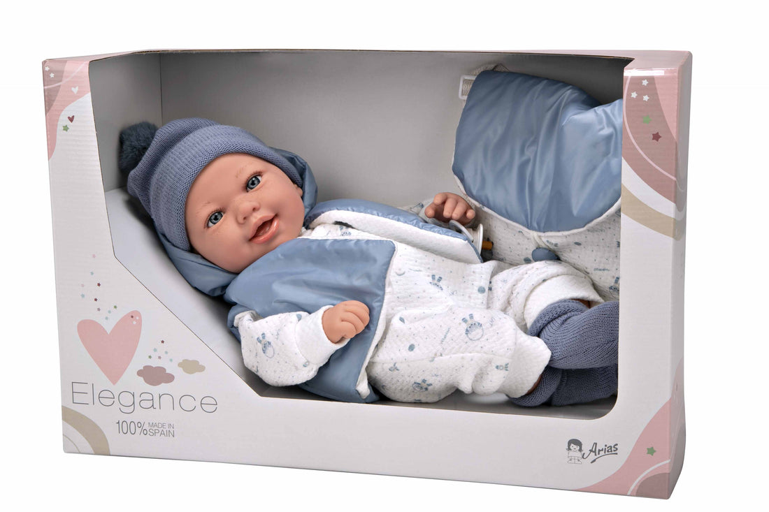 Muñeca con Peso Elegance 45 cm Adi Azul con Mochila - Arias 65377