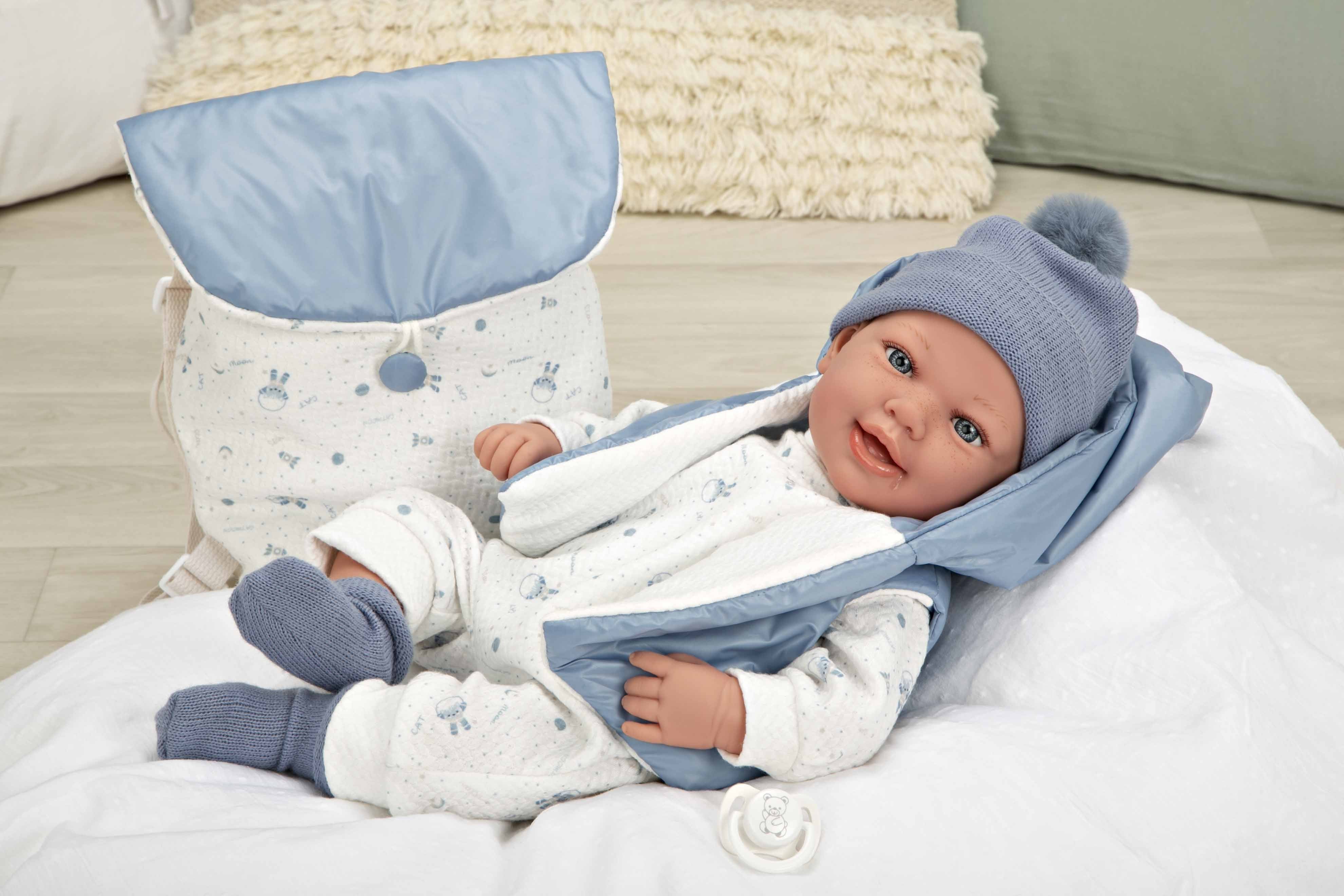 Muñeca con Peso Elegance 45 cm Adi Azul con Mochila - Arias 65377