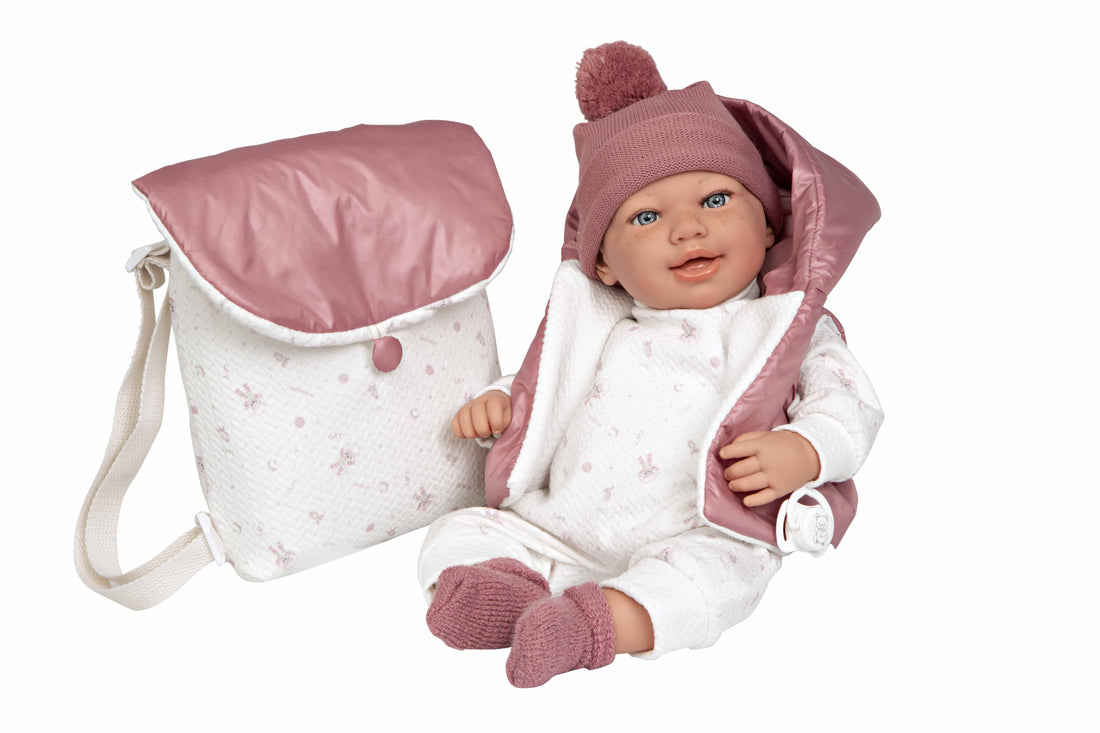 Muñeca con Peso Elegance 45 cm - Adi Rosa con Mochila - Arias 65376