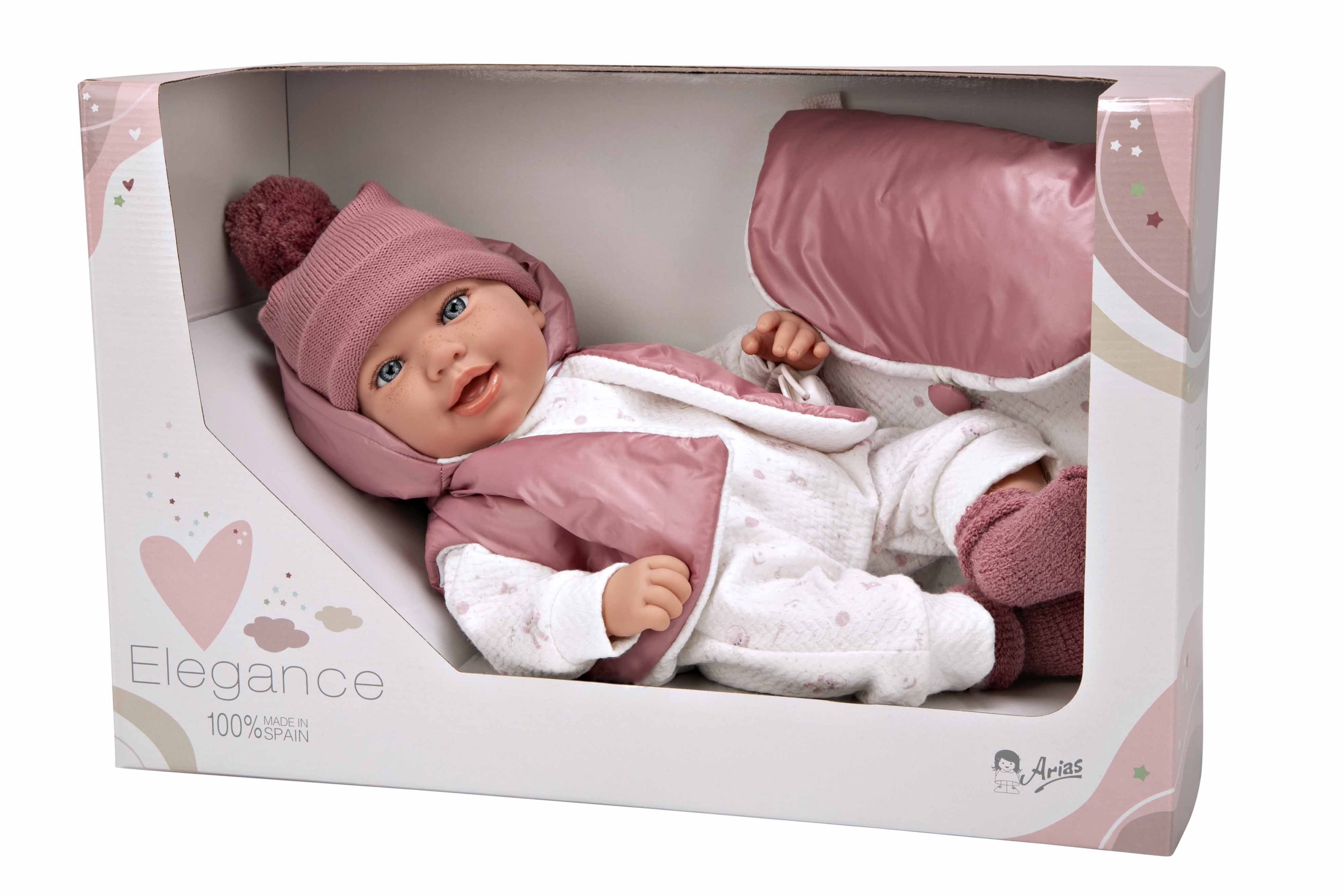 Muñeca con Peso Elegance 45 cm - Adi Rosa con Mochila - Arias 65376