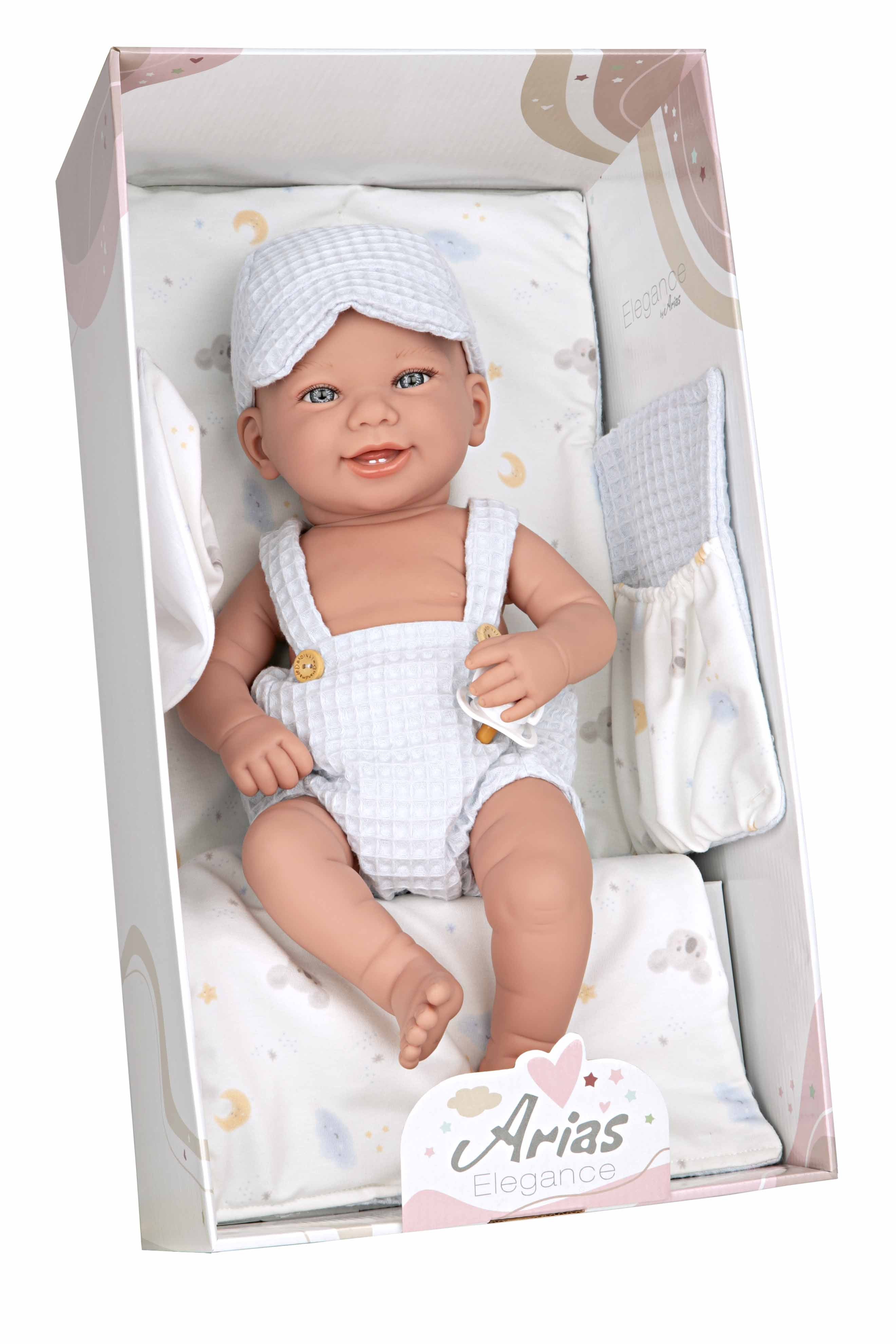 Muñeca Elegance 42 cm Zoe Azul con Cambiador y Babero - Arias 65372
