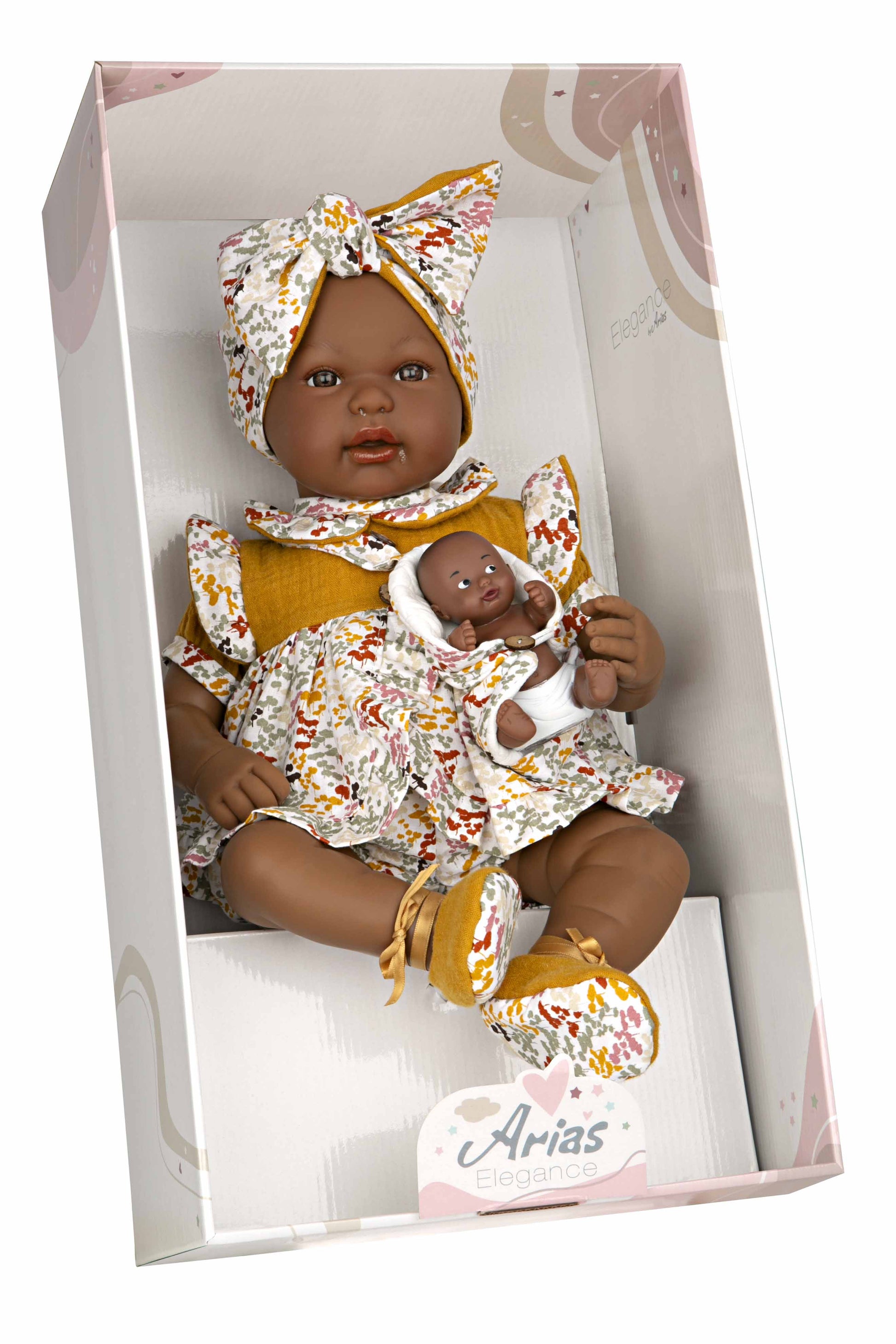 Muñeca Elegance 45 cm Mies Mulata y Aran Mostaza - Arias 65370
